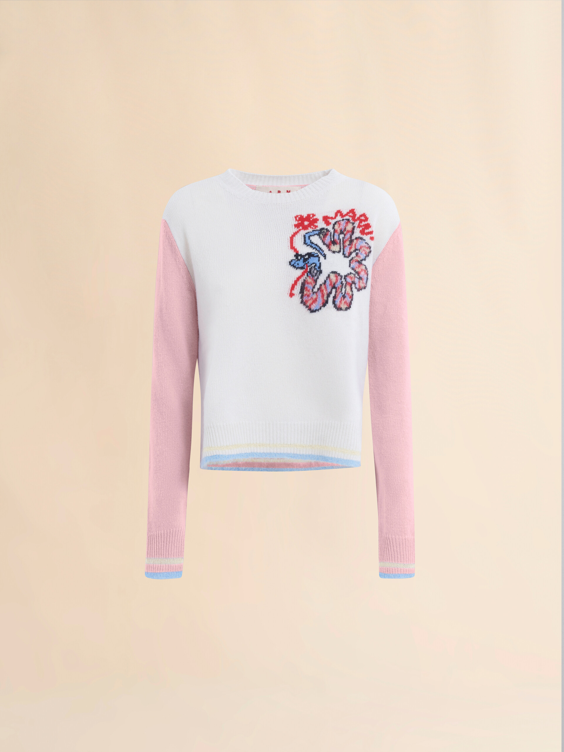 Maglia in lana bianca con motivo serpente jacquard - Pullover - Image 1