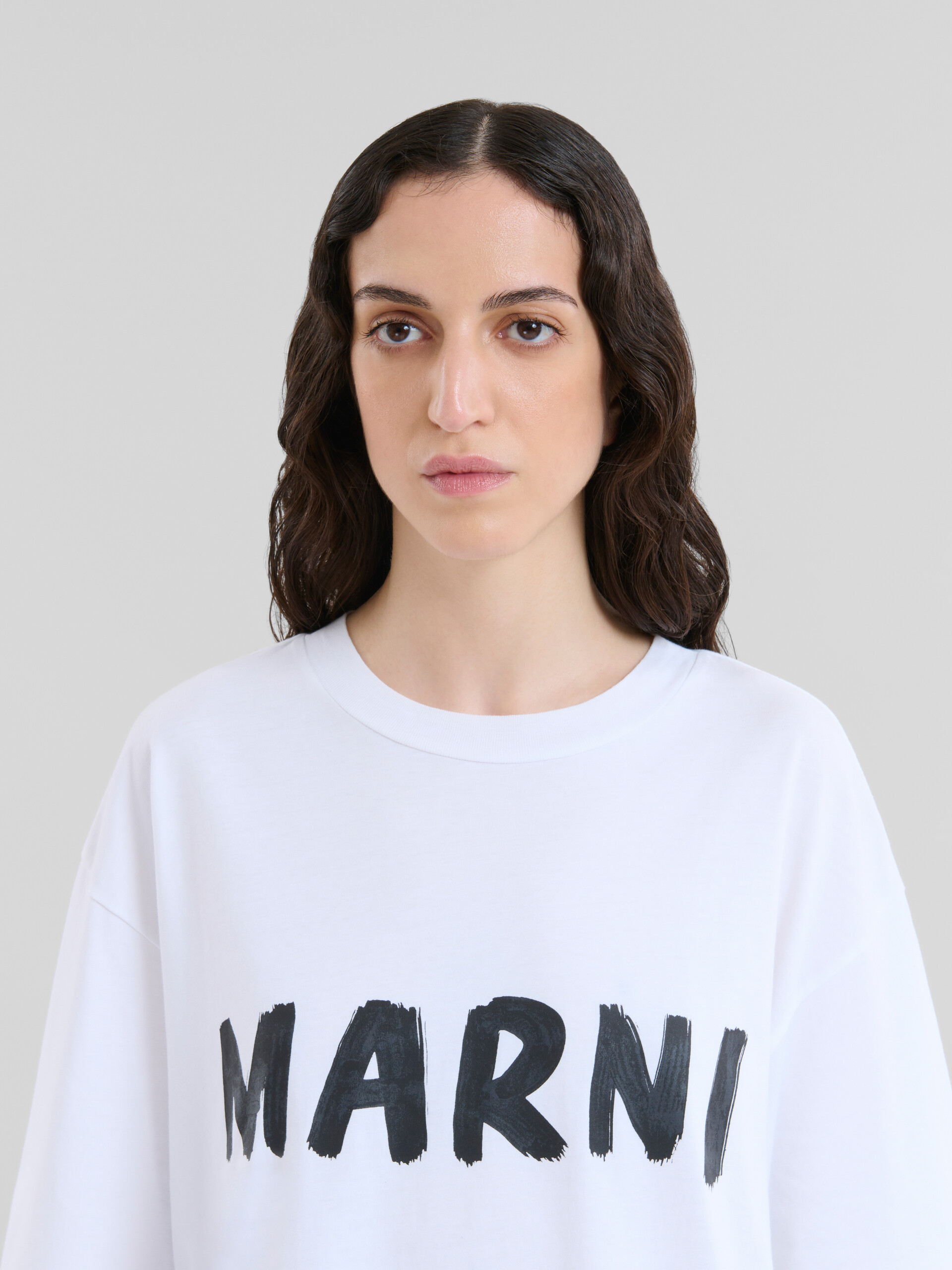 Marni hand-print cotton shirt - Blue