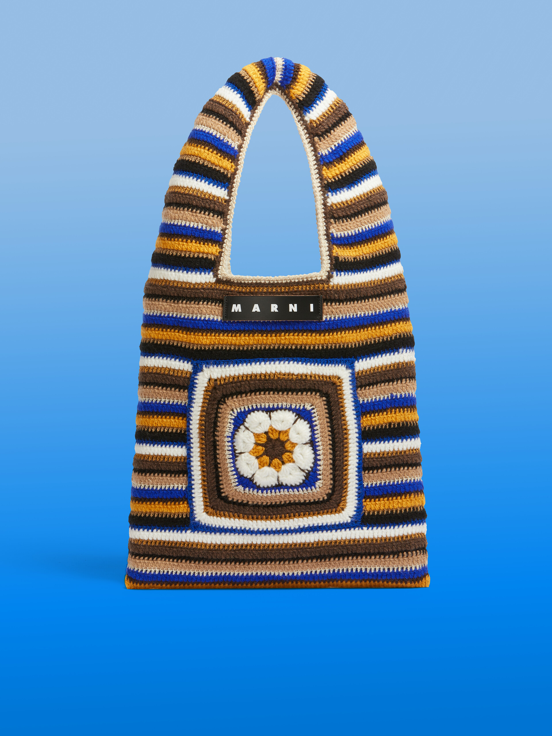 Marni crochet-knit long-sleeve hoodie - Blue