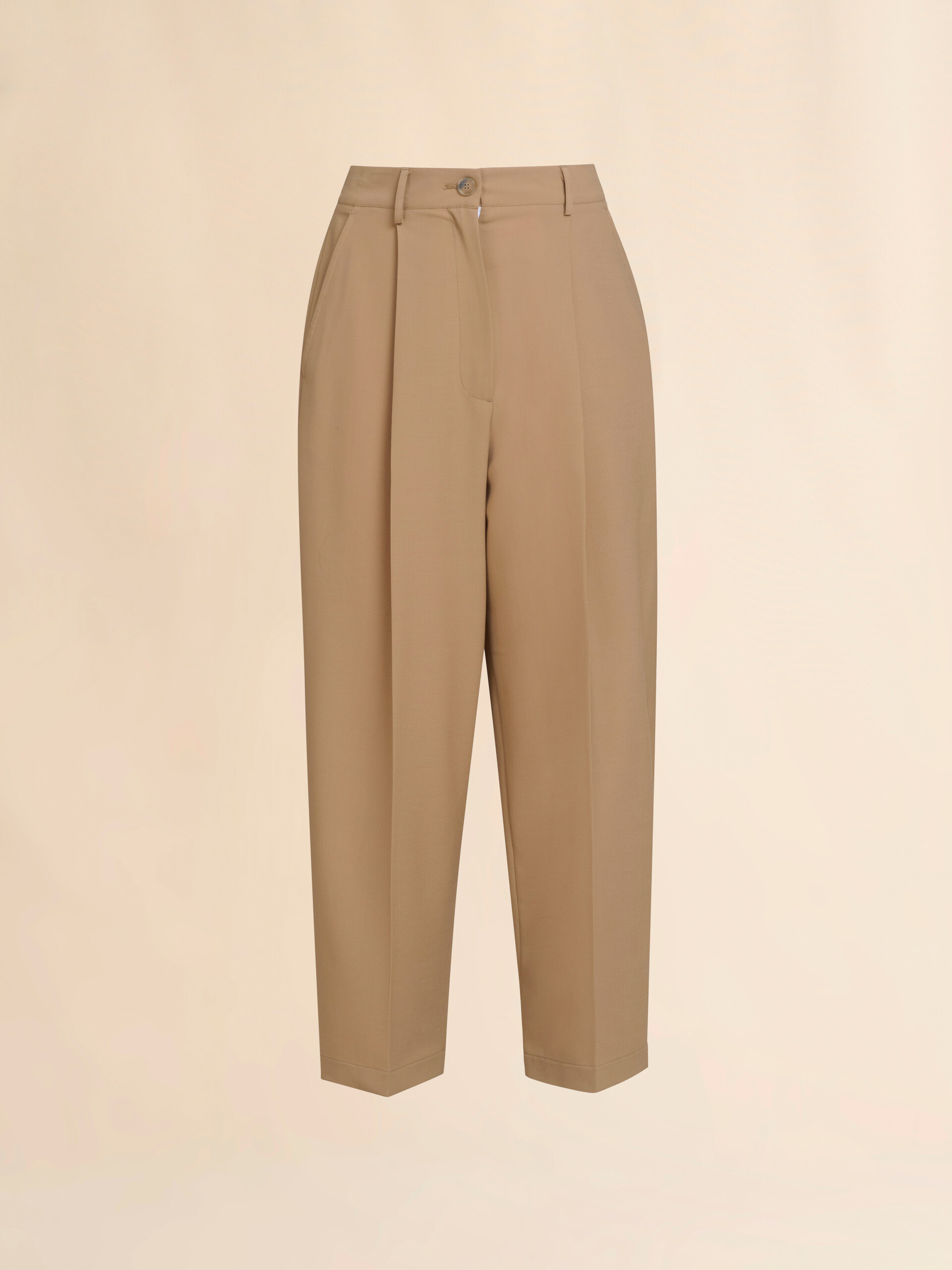 Pantaloni morbidi in mista lana beige con ricamo Marni Symbol - Pantaloni - Image 1