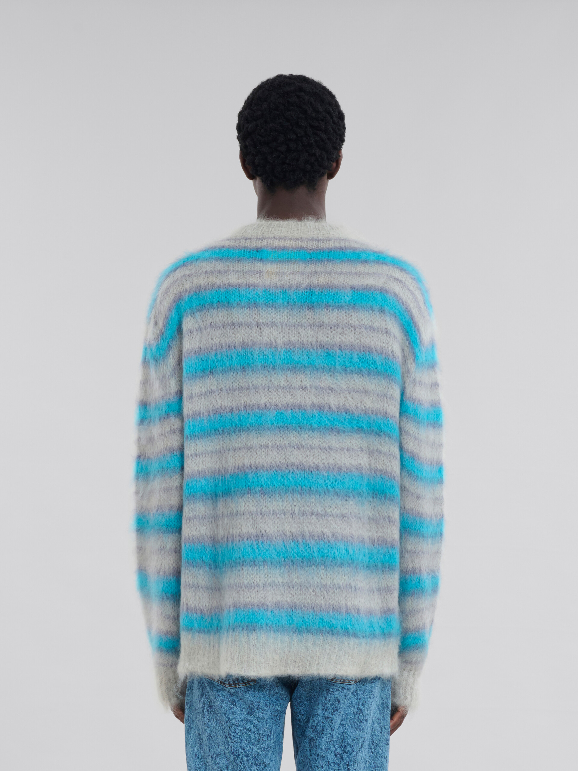 Girocollo blu in mohair a righe - Pullover - Image 3