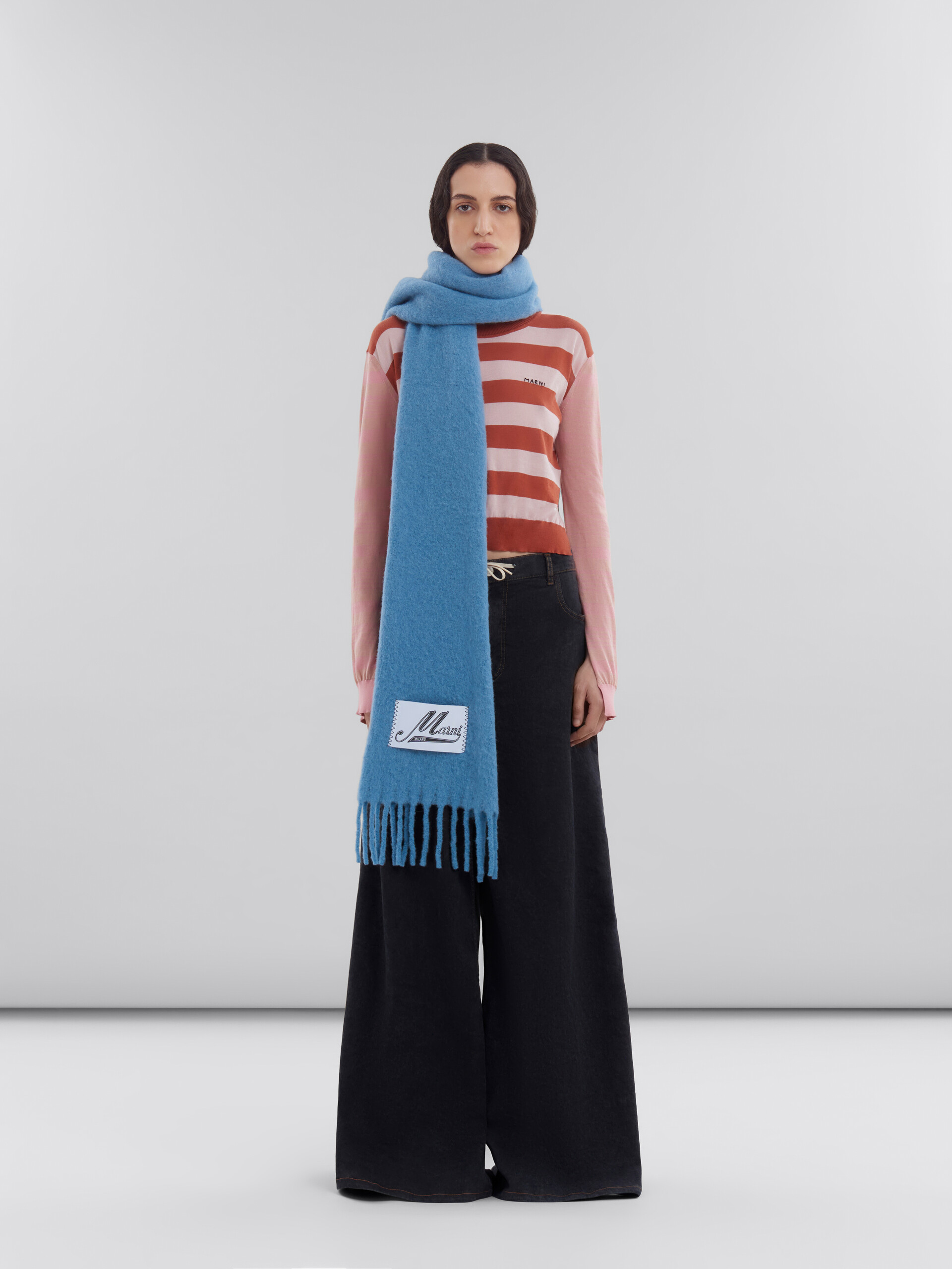 Light blue alpaca scarf - Scarves - Image 2