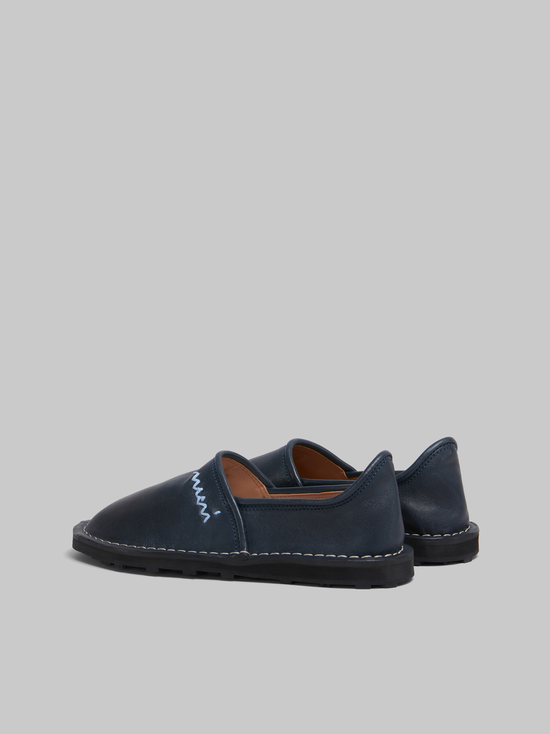 Mocassino slip on in pelle blu con ricamo Marni Symbol - Mocassini - Image 3