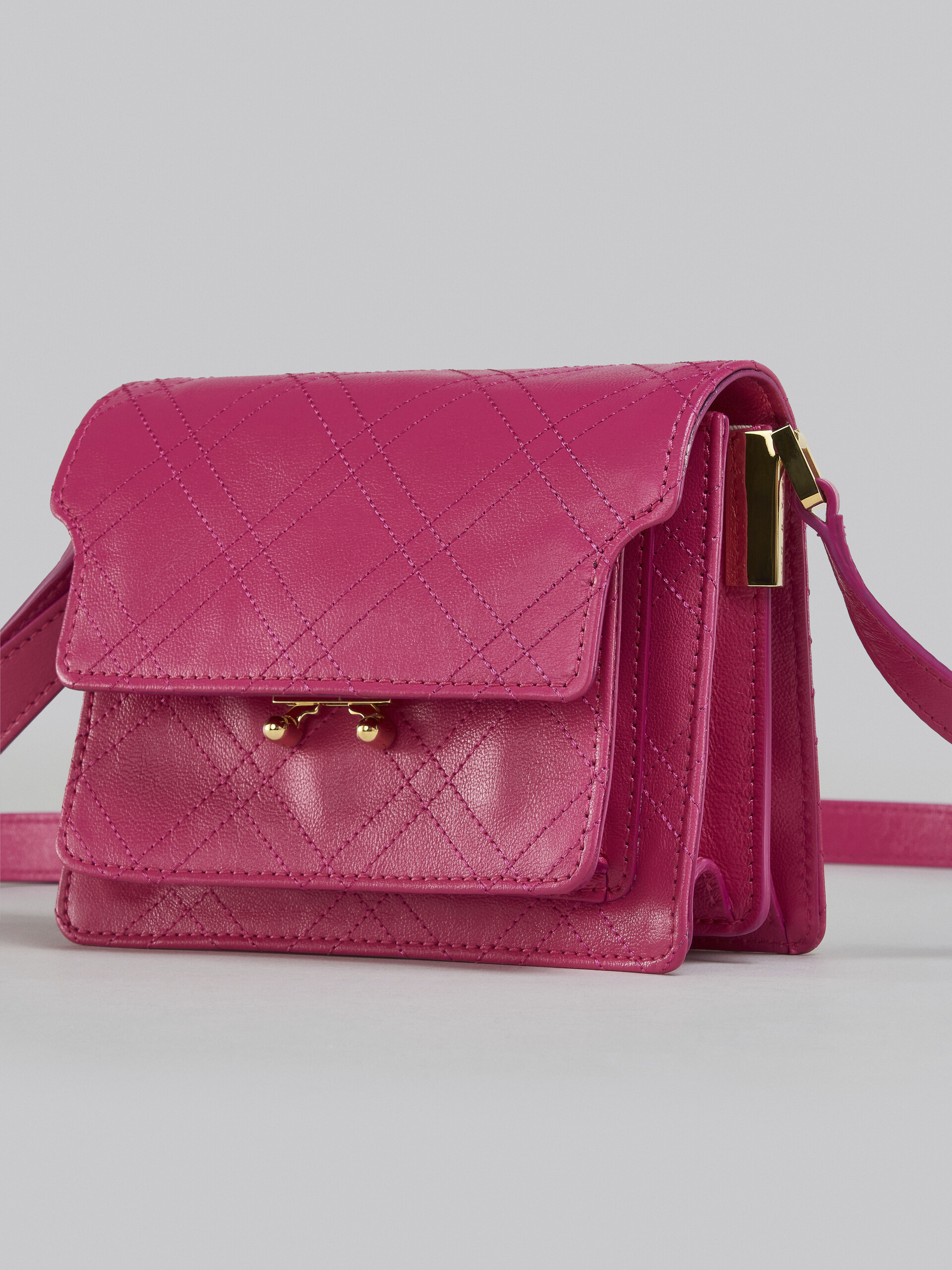 Marni Color Block Saffiano Leather Mini Trunk Bag at FORZIERI