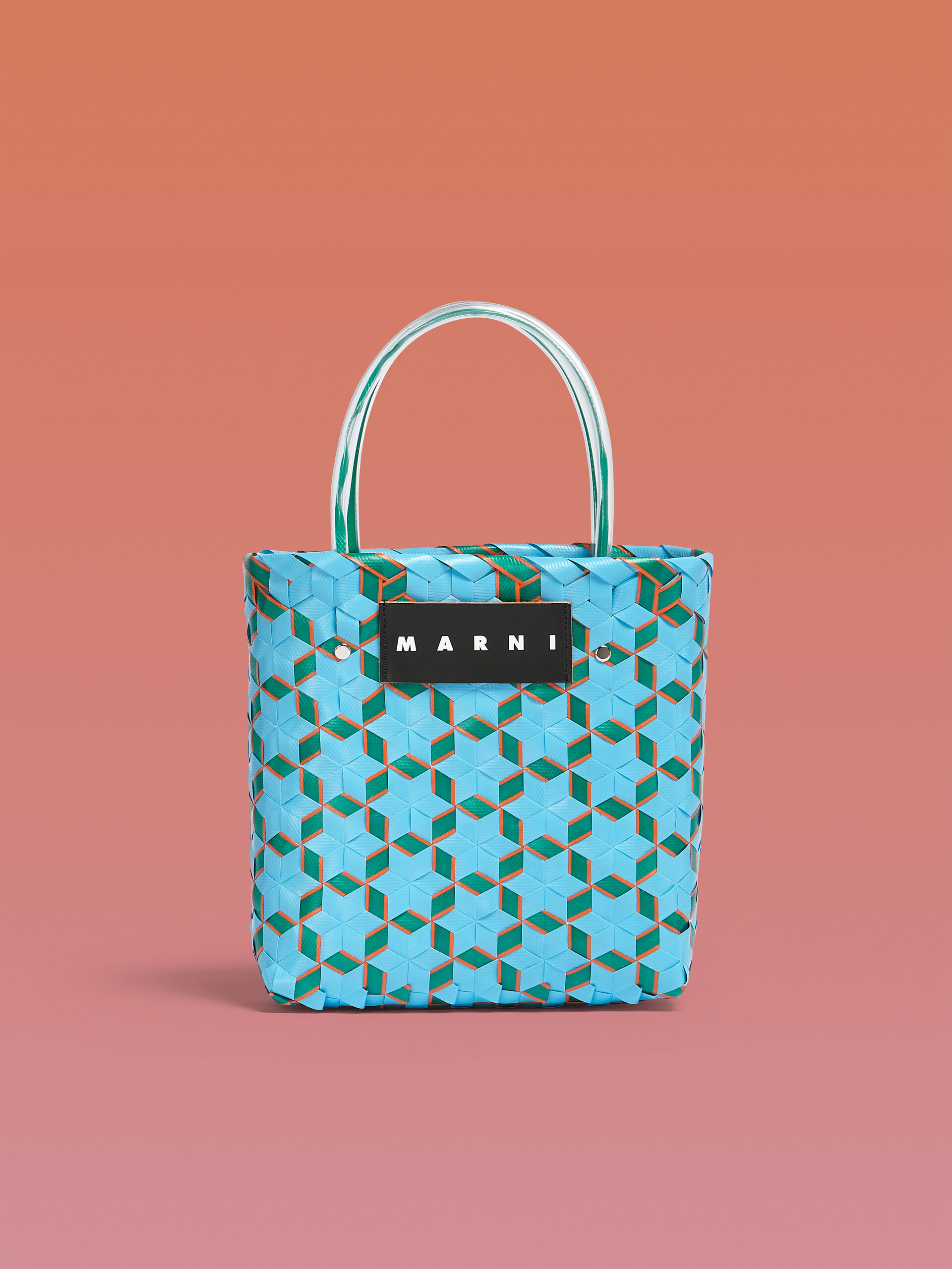 MARNI MARKET GALAXY bag in pale blue star woven material