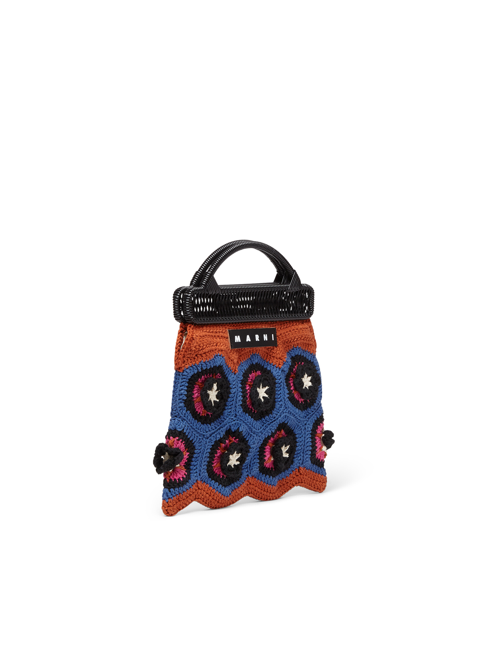 MARNI MARKET CROCHET bag in orange and blue crochet cotton | Marni