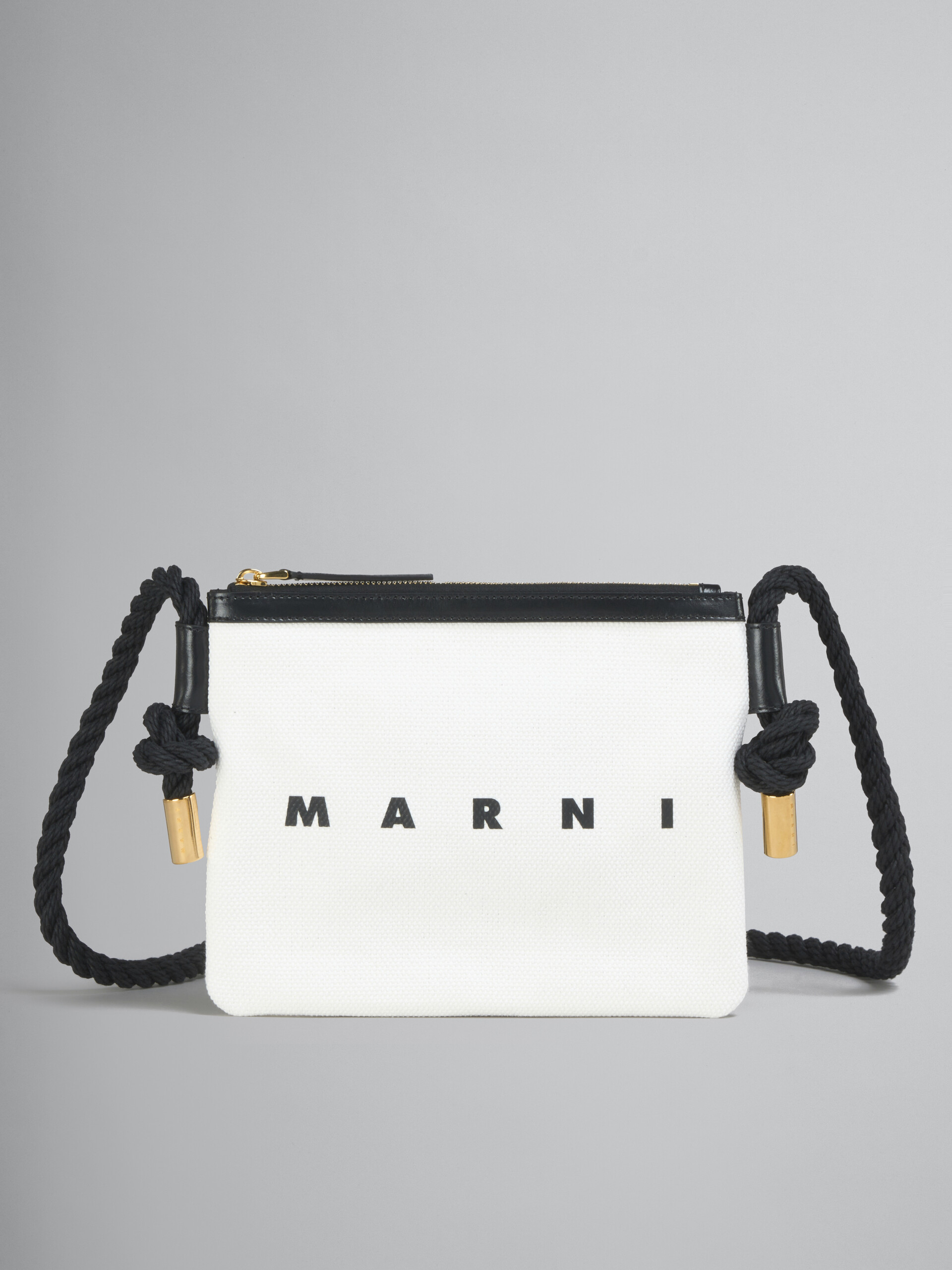 ホワイト、ブラック キャンバス製 Marcelポーチ | Marni