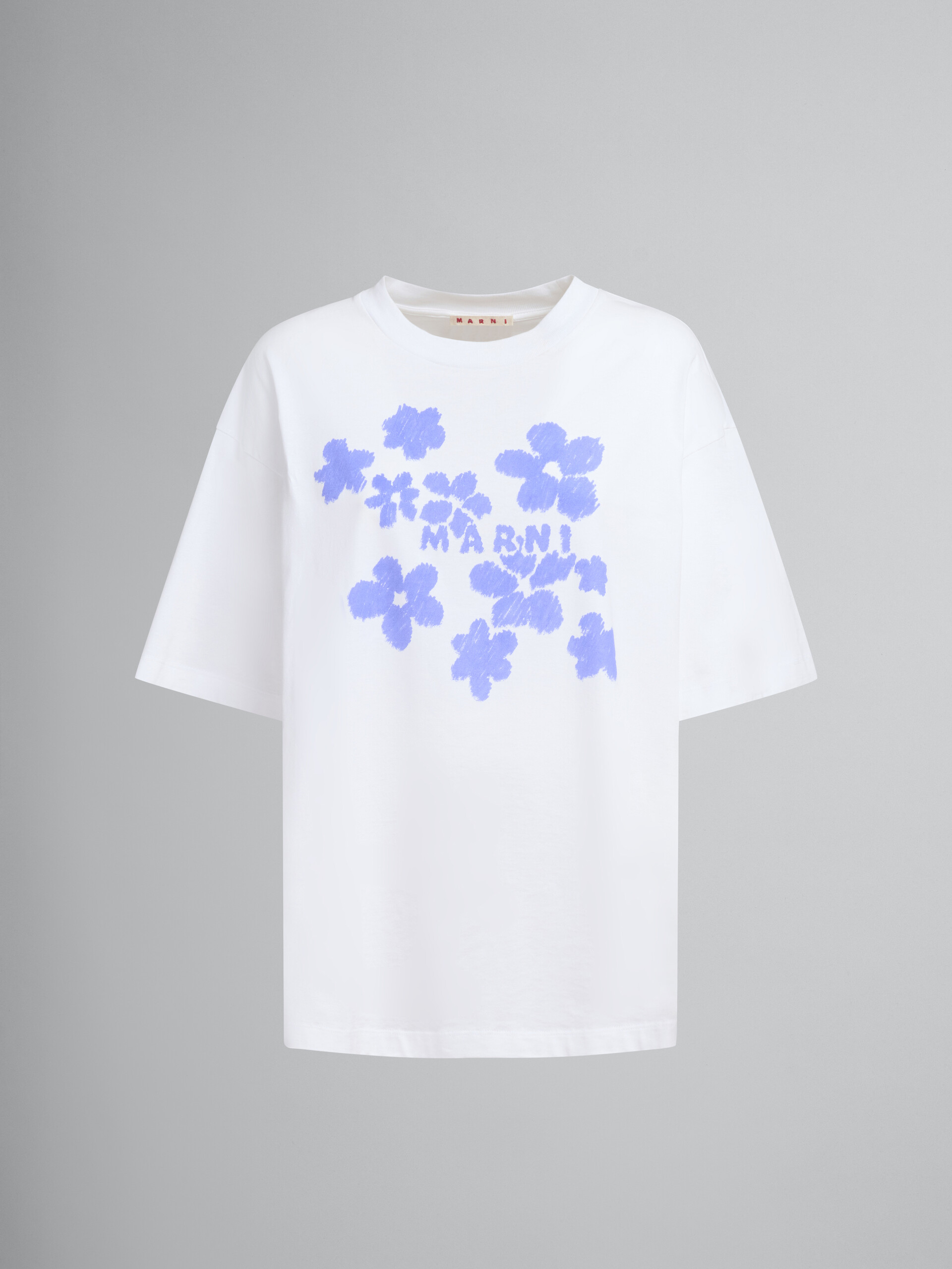 T-shirt boxy in cotone bianco con stampa - T-shirt - Image 1