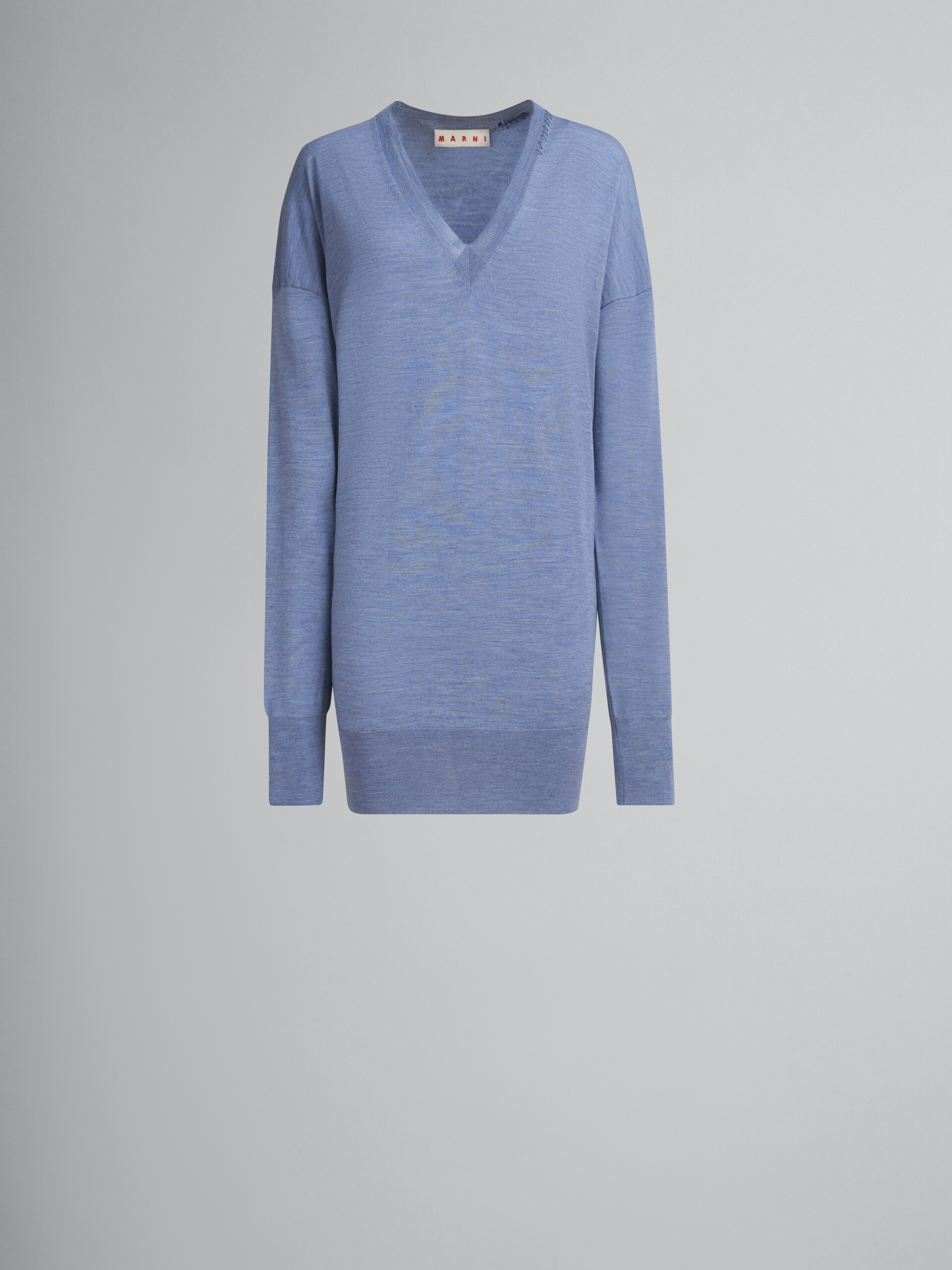 Maglione morbido in lana-seta blu con rammendo Marni - Maglieria - Image 1