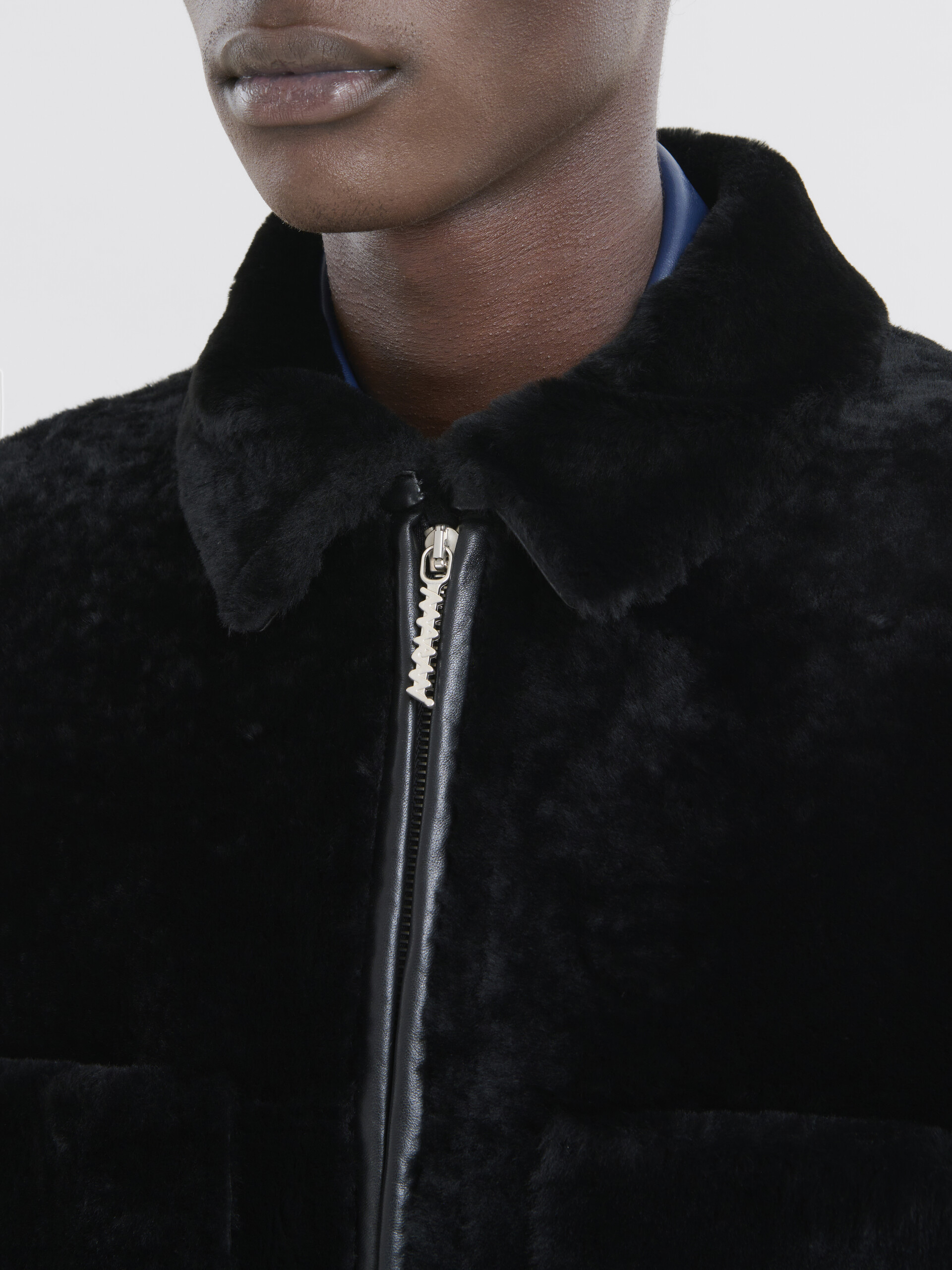 Giacca in shearling rasato azzurro - Giacche - Image 5