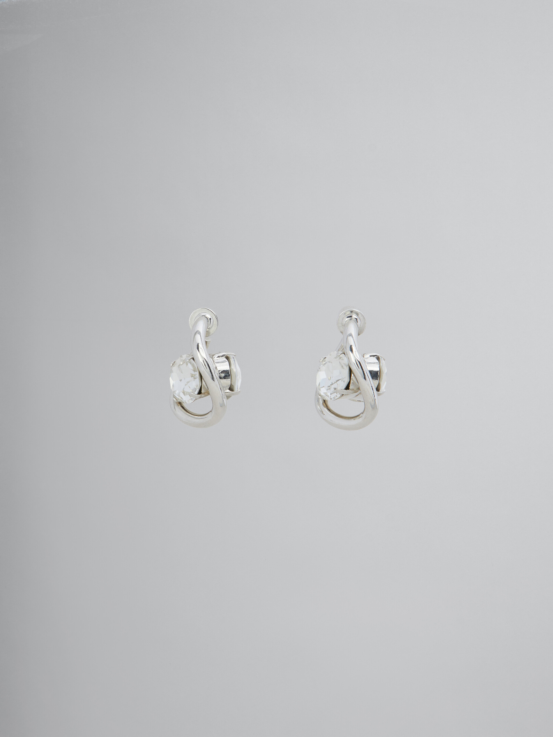 Little Details Silver Rhinestone Mini Hoop Earrings