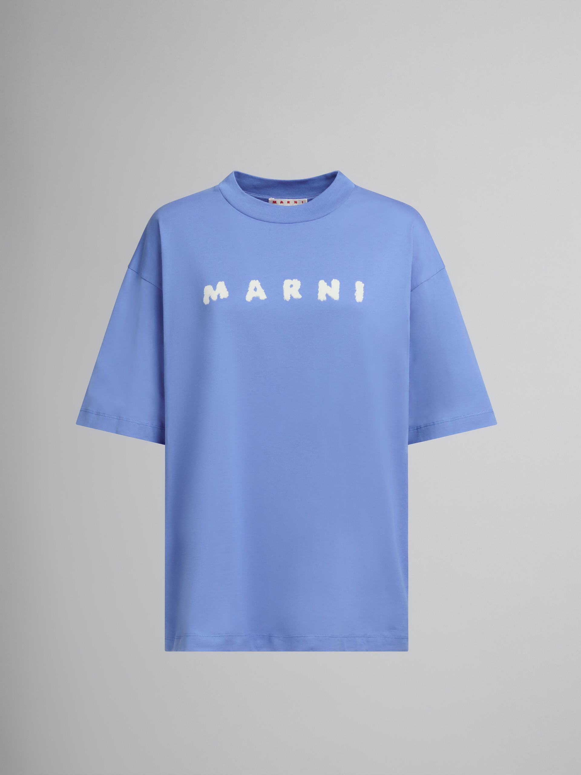 T-shirt in jersey azzurro con logo Marni Scribbled - T-shirt - Image 1