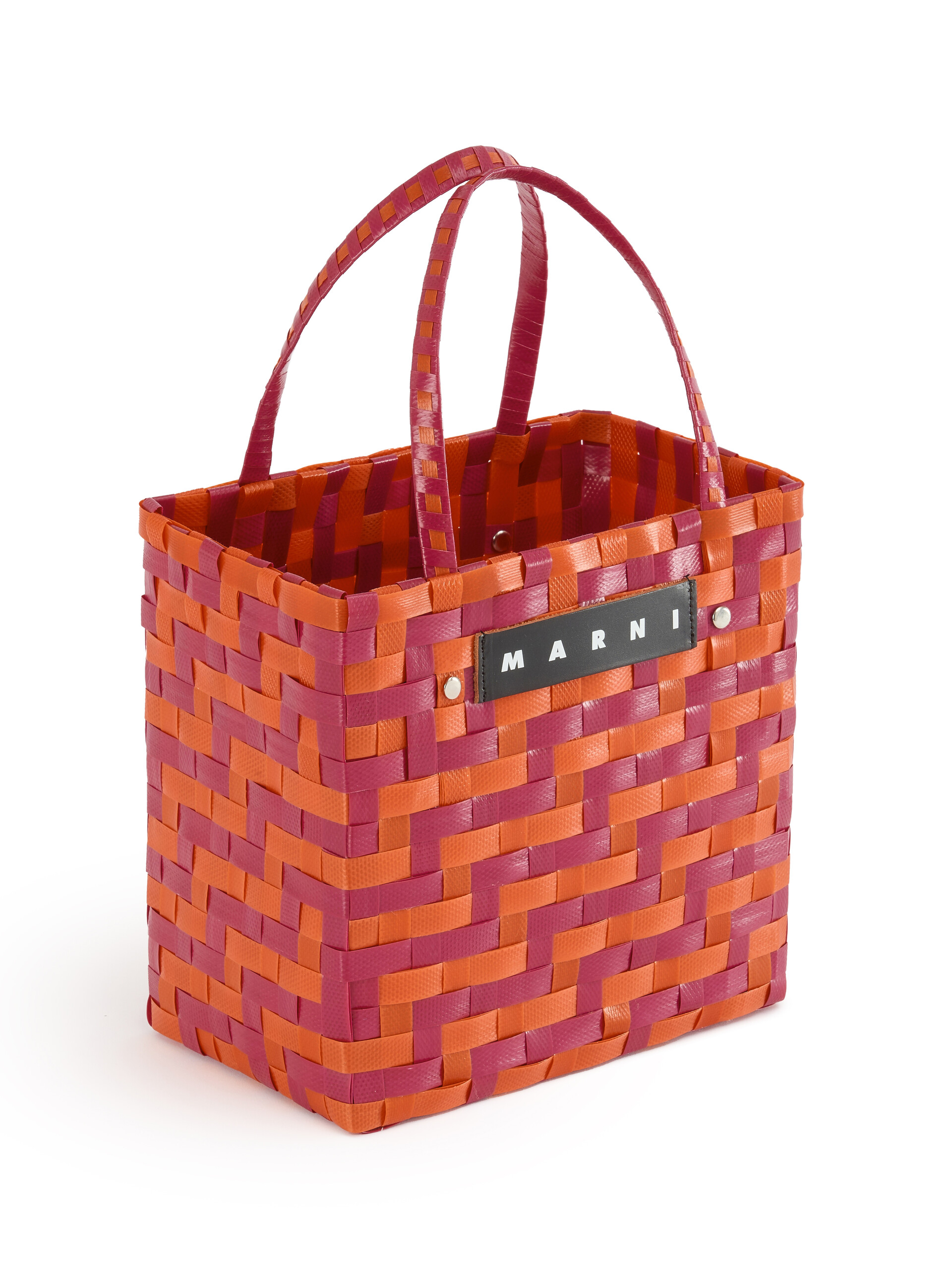 Fuchsia and red zig-zag Marni Market Mini Basket Bag