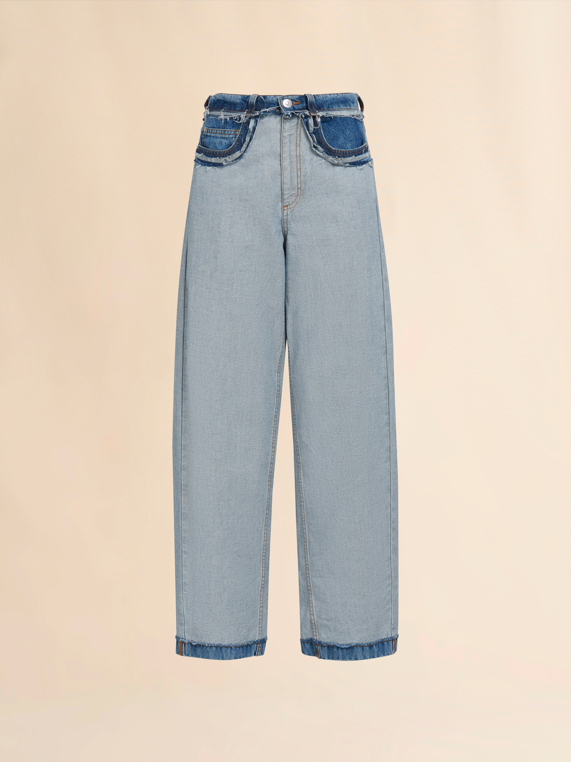 Jeans carrot in denim blu con cuciture interne a vista - Pantaloni - Image 1