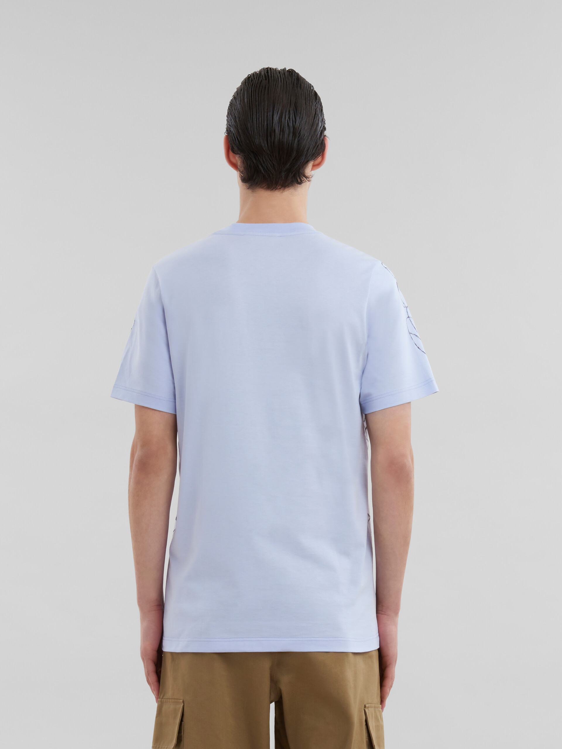 T-shirt in cotone biologico blu con motivo Scribble Marni - T-shirt - Image 3