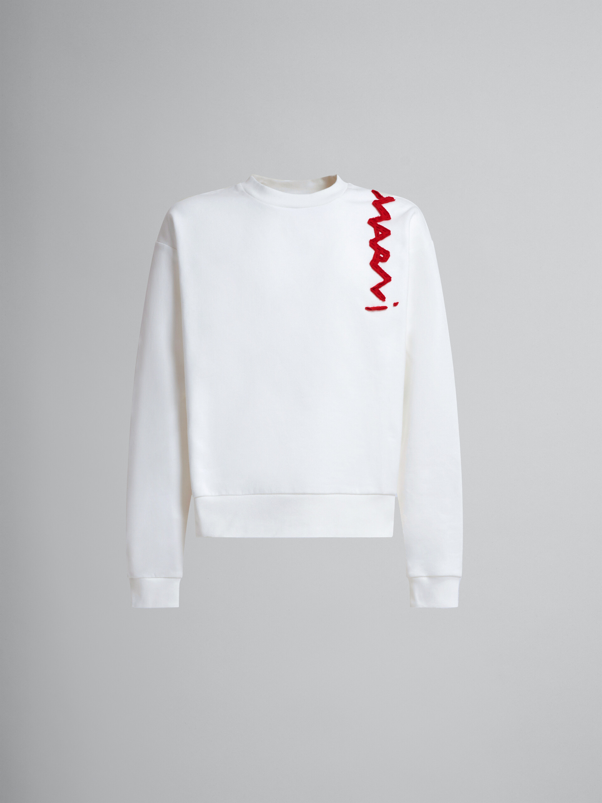 White cotton sweatshirt with Marni Mending logo - Sweaters - Image 1