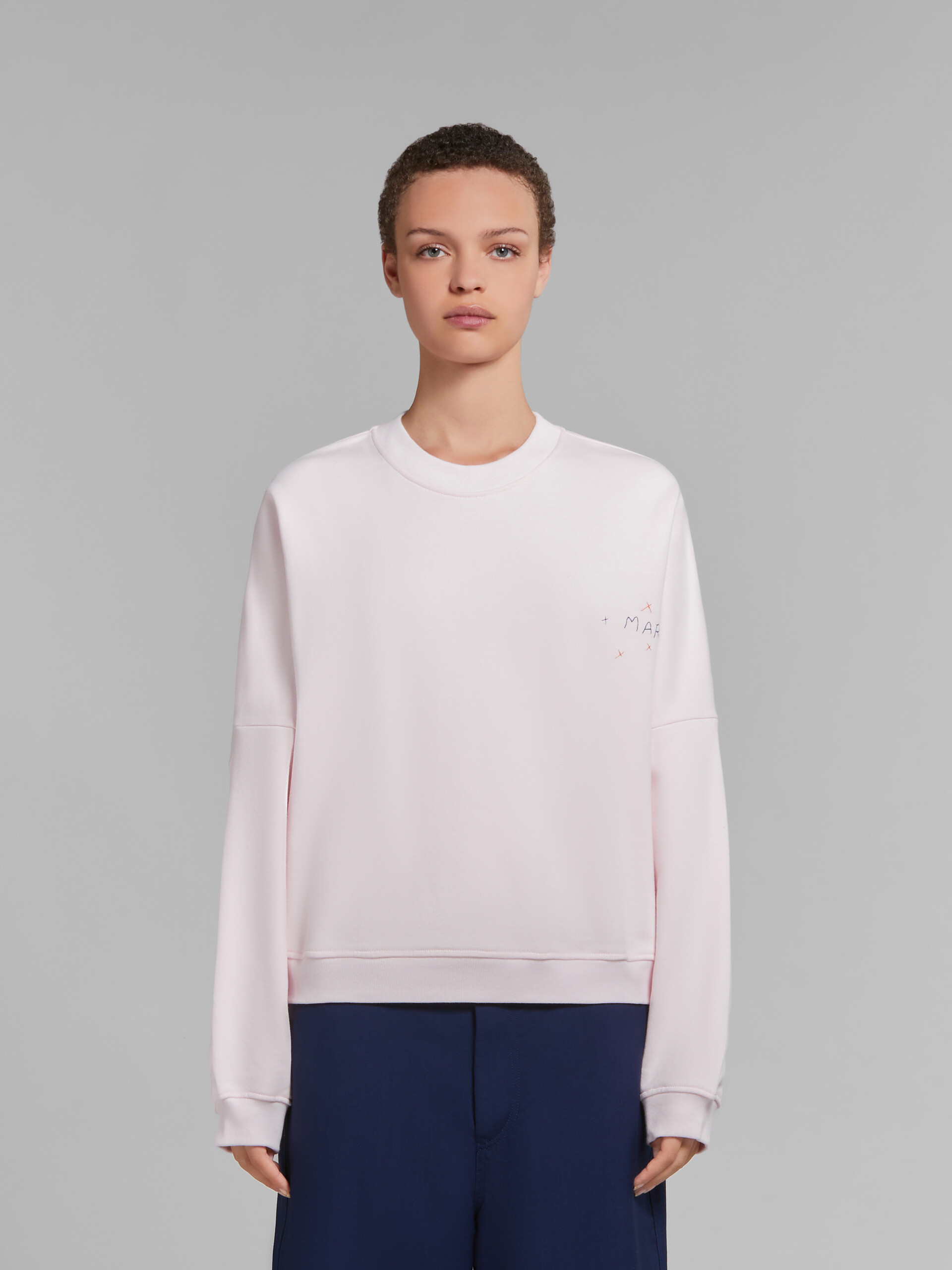 Pink organic jersey sweatshirt with dragon print