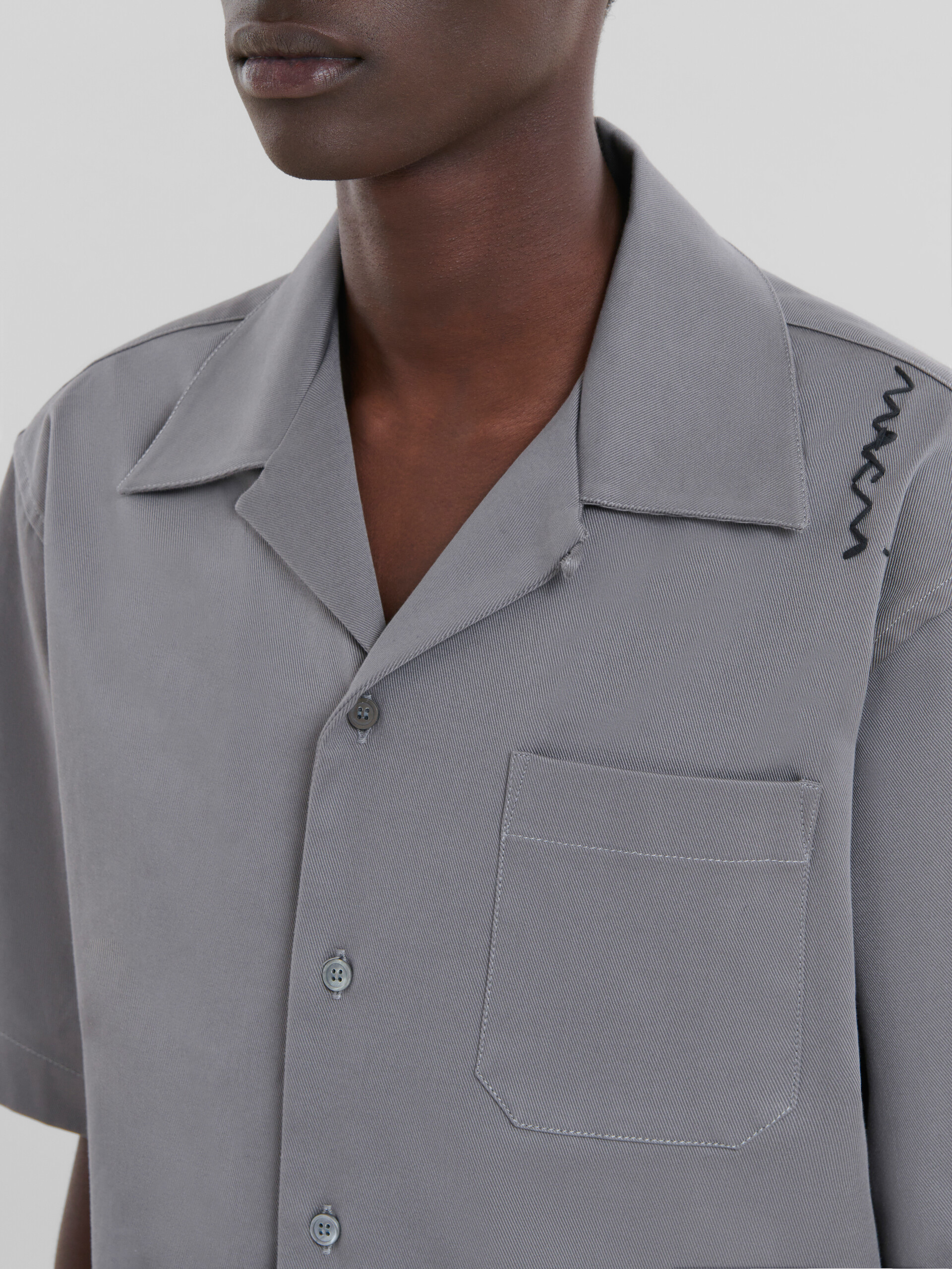 Grey cotton bowling shirt - Shirts - Image 4