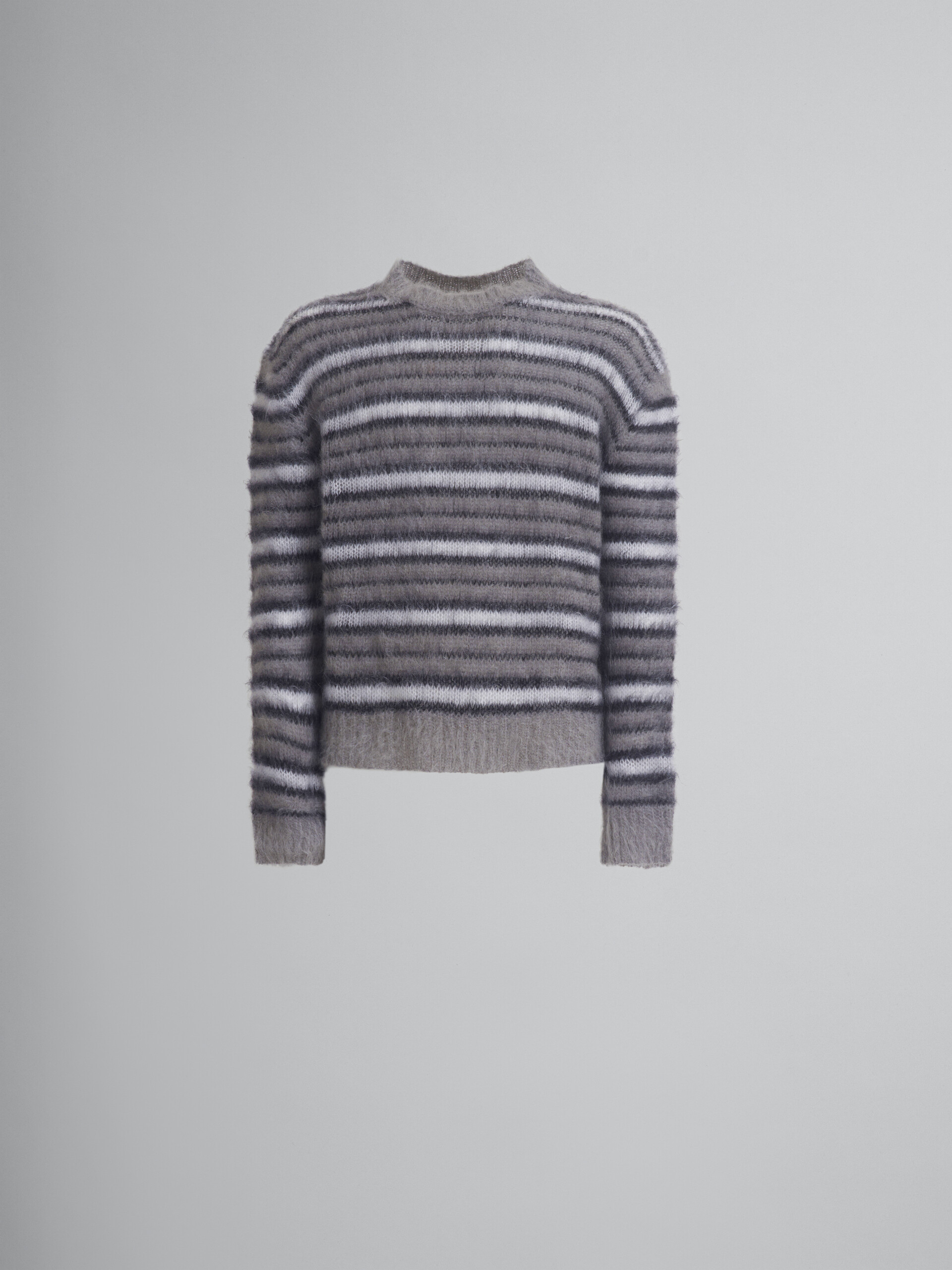 Girocollo grigio in mohair a righe - Pullover - Image 1