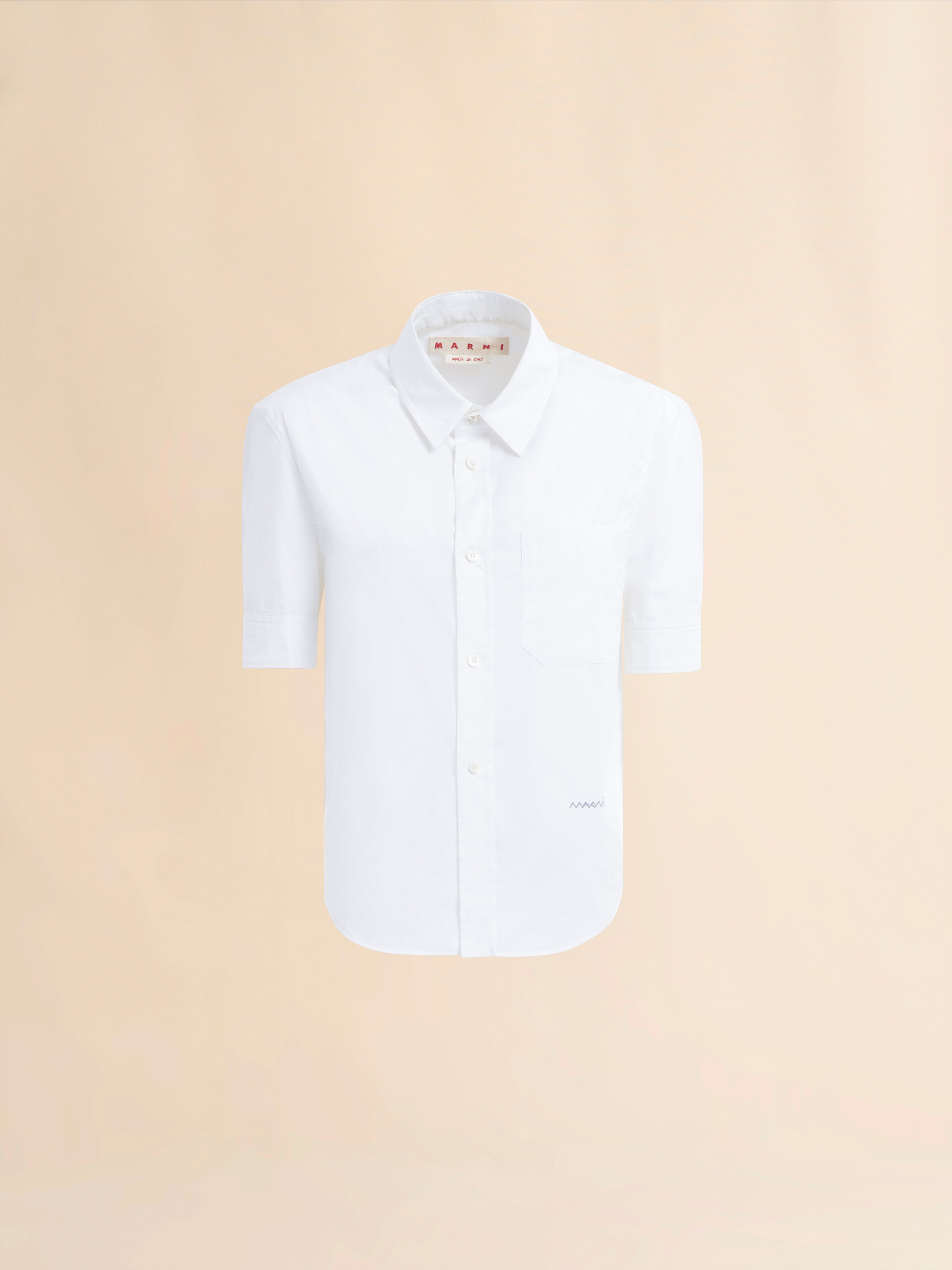 Camicia a maniche corte in cotone bianco con ricamo Marni Symbol - Camicie - Image 1