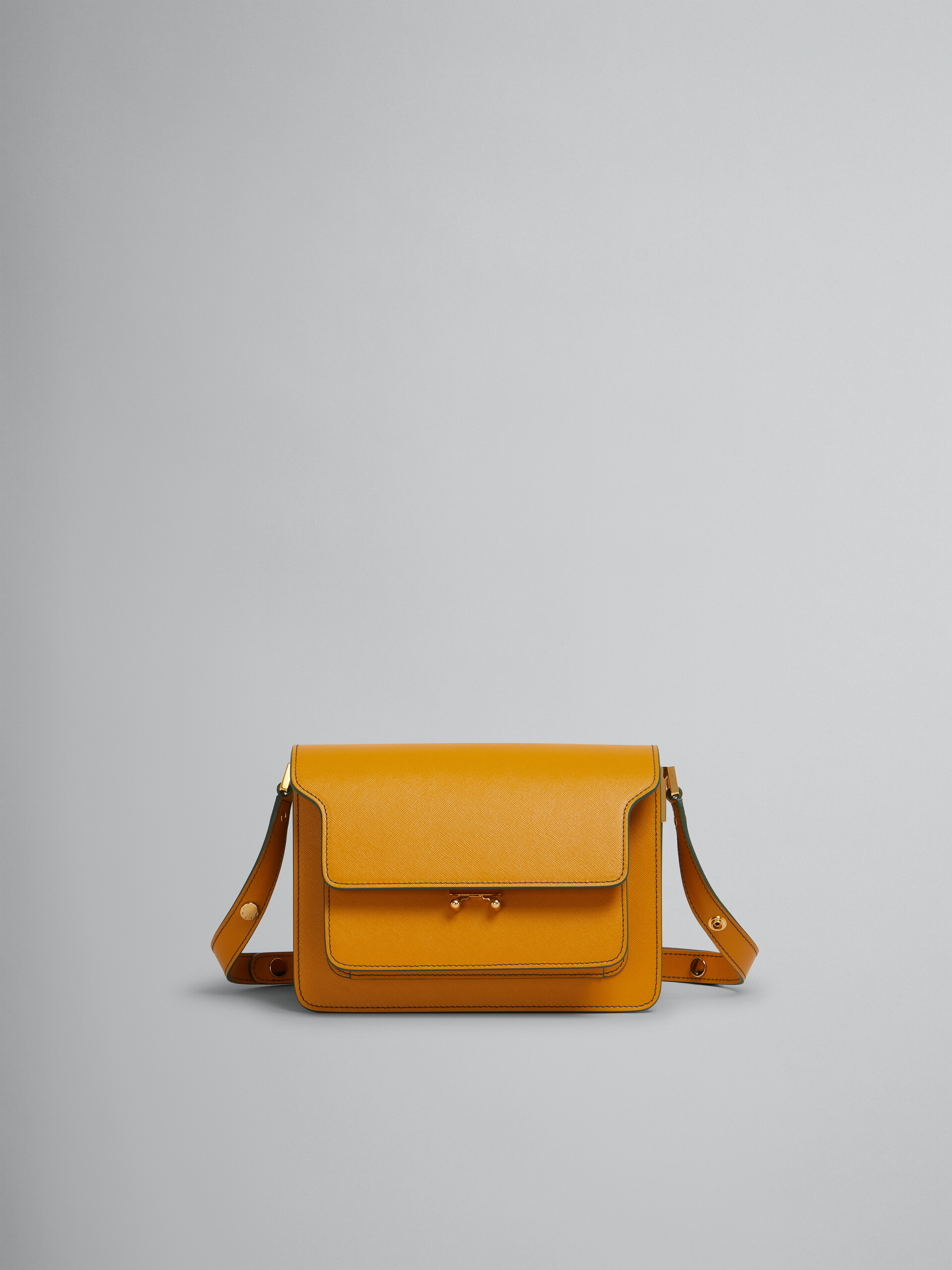 Brown white and orange saffiano leather Trunk bag