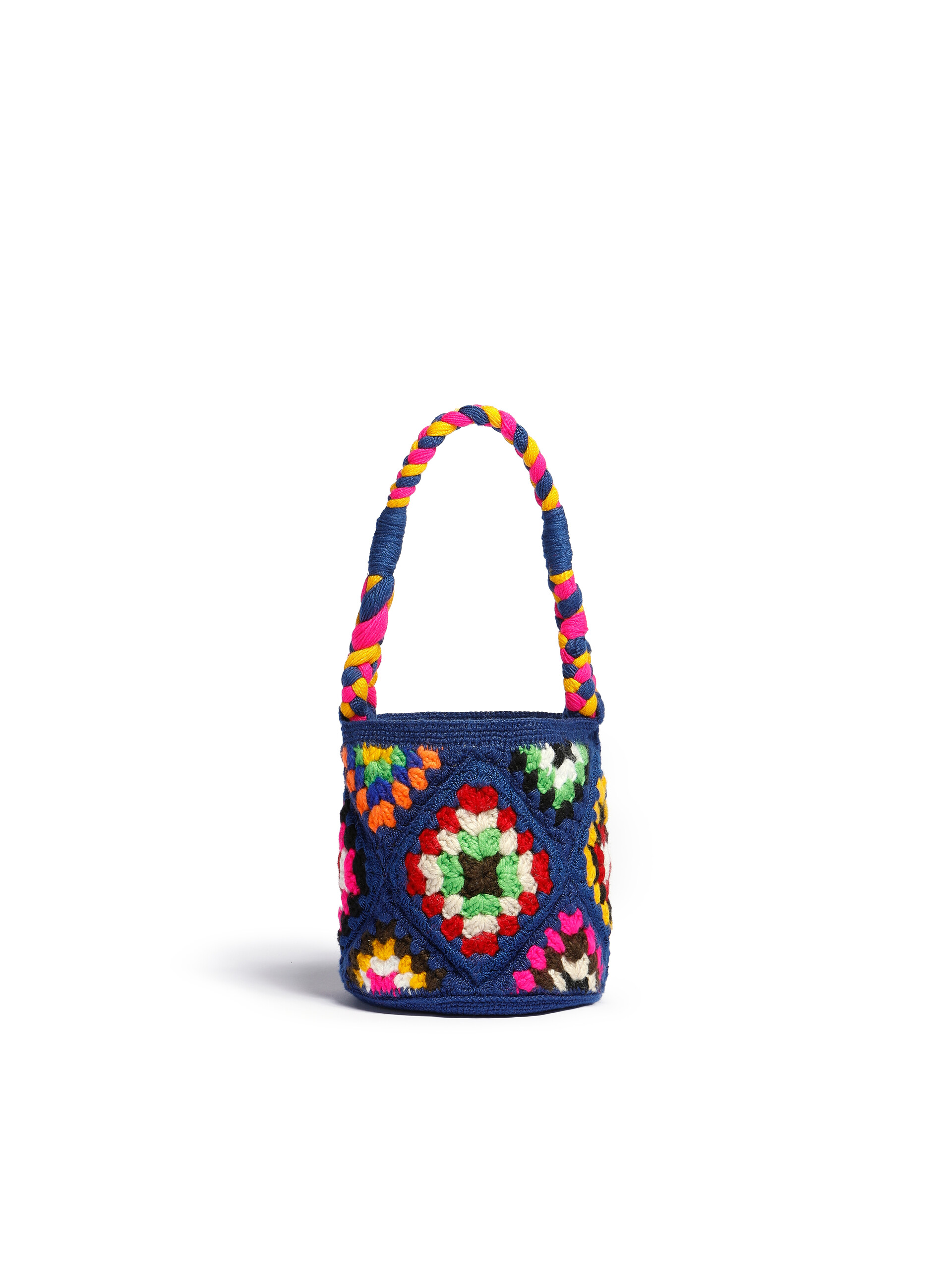 Small blue MARNI MARKET CYLINDER crochet bag