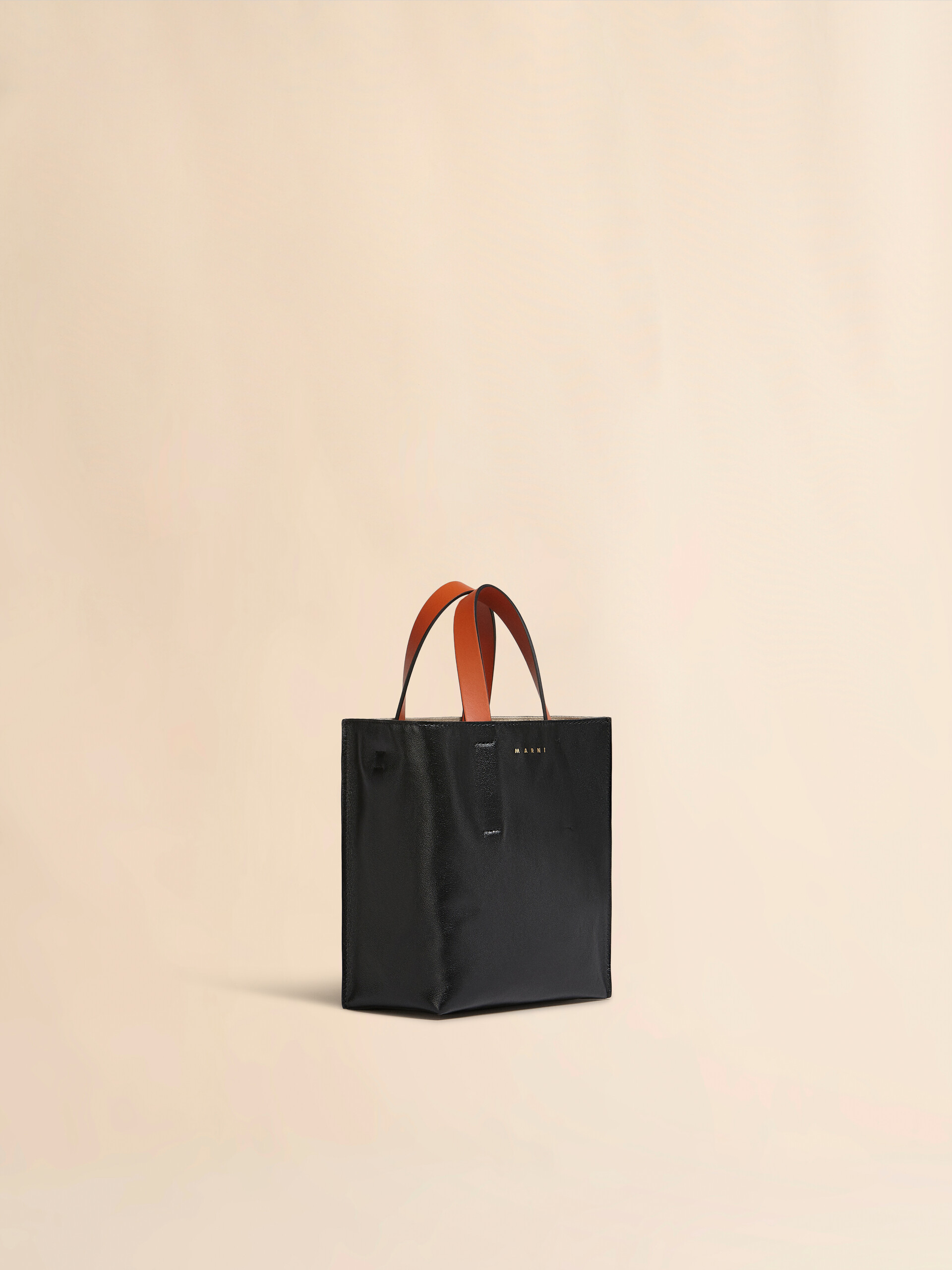 Museo Soft Bag Mini in pelle grigia nera e bordeaux - Borse shopping - Image 5