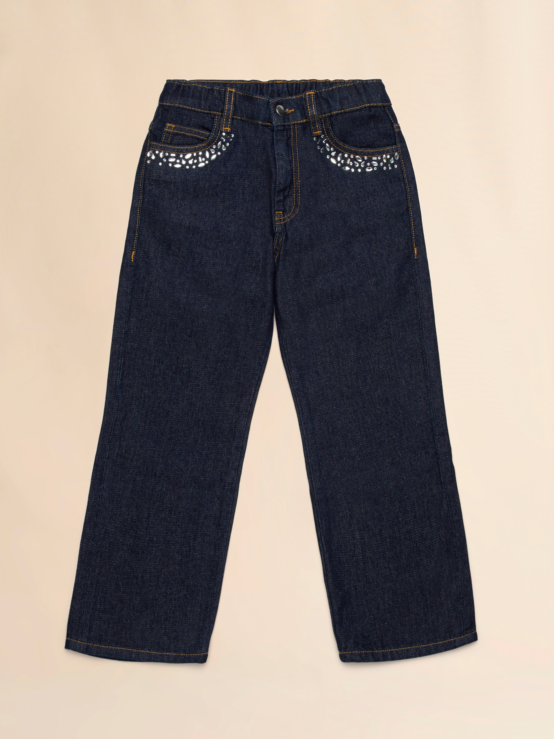 Jeans in denim scuro con rhinestones - Pantaloni - Image 1