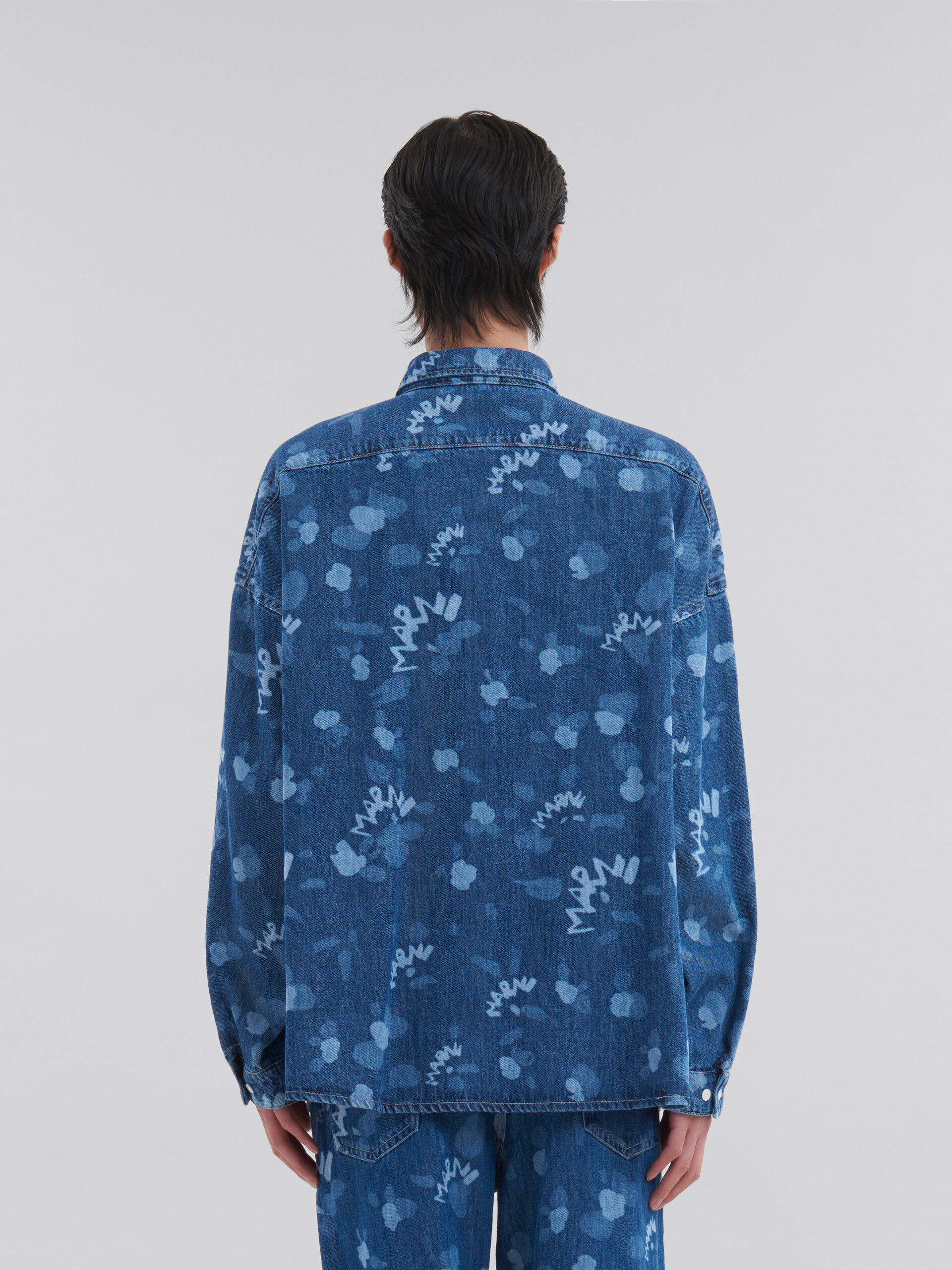 ブルー Marni Drippingプリント デニム製シャツ - シャツ - Image 3