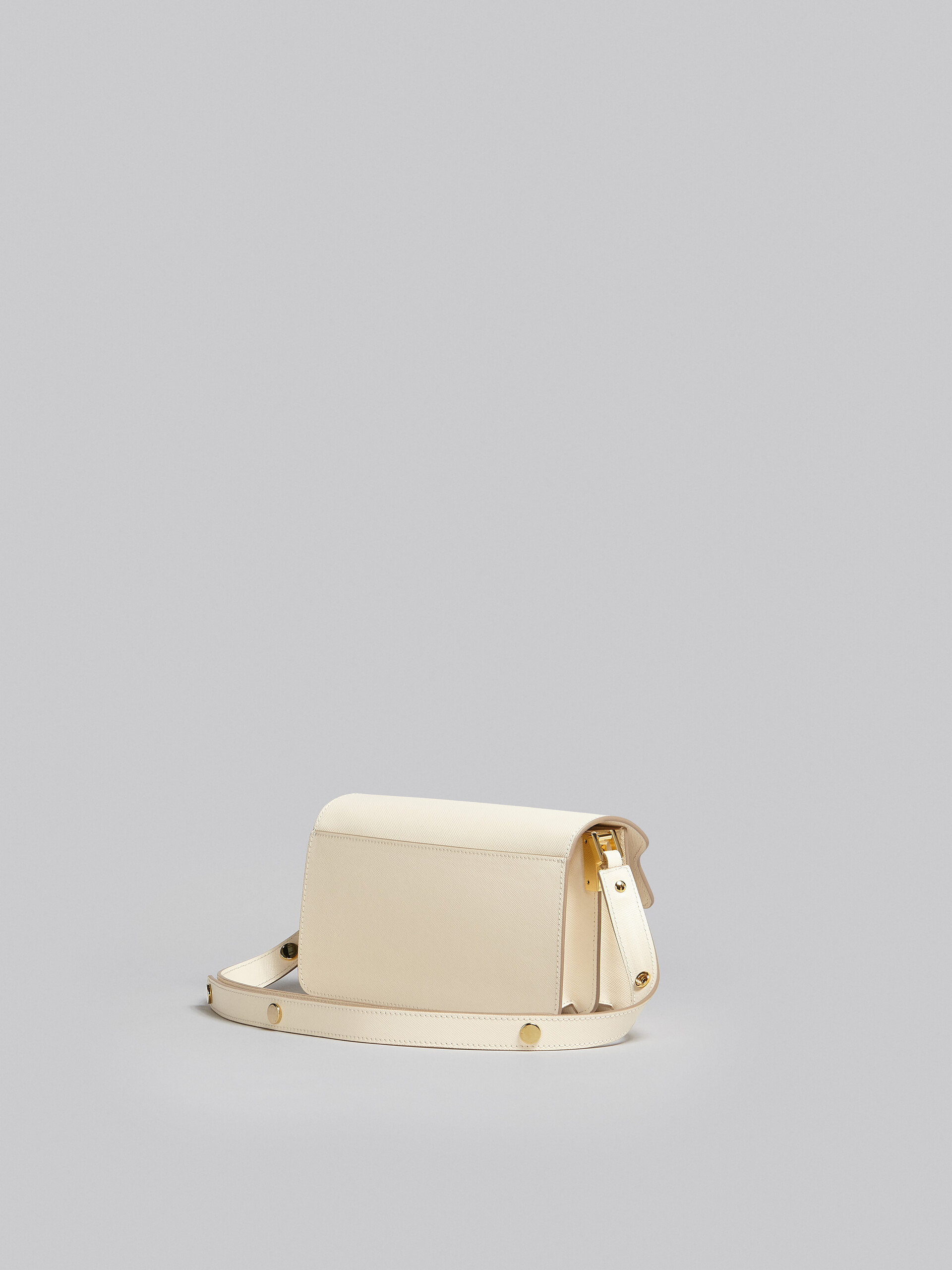 Trunk Bag E/W in white saffiano leather