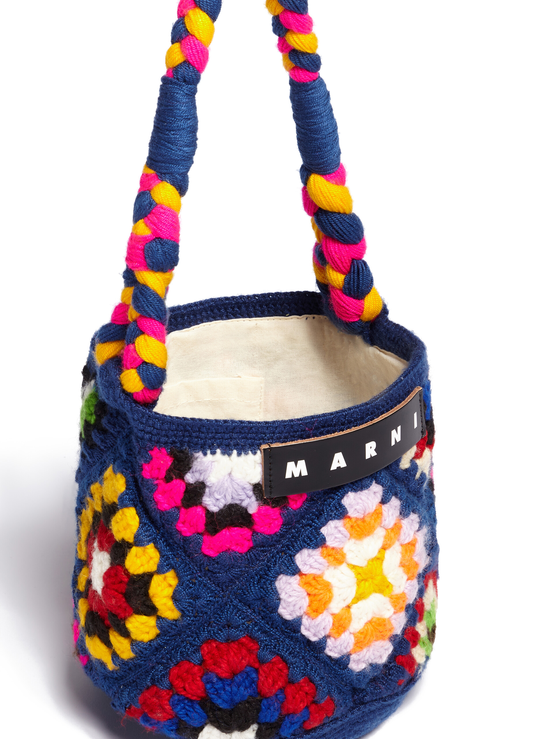 Small blue MARNI MARKET CYLINDER crochet bag