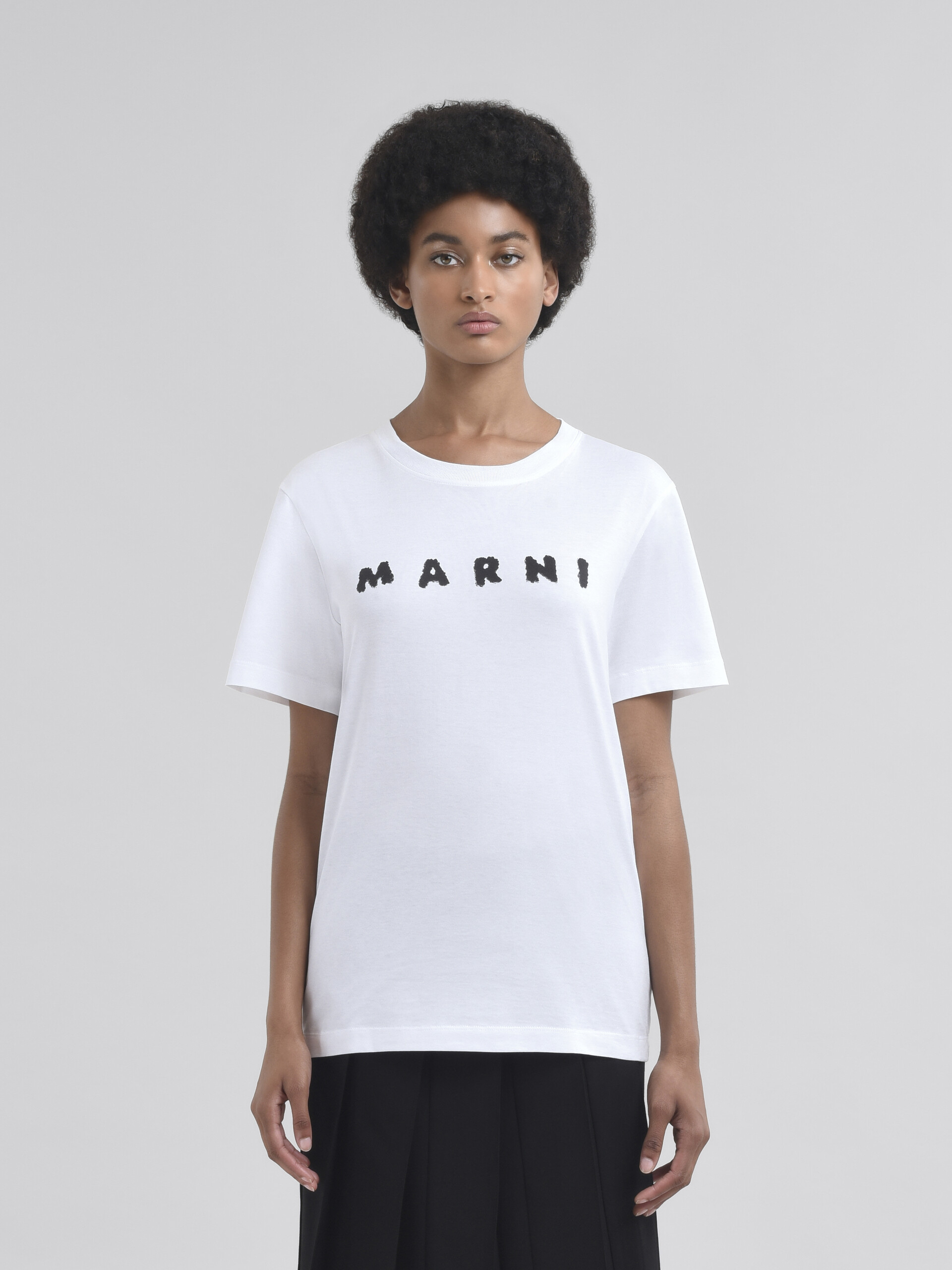 T-shirt in jersey azzurro con logo Marni Scribbled - T-shirt - Image 2