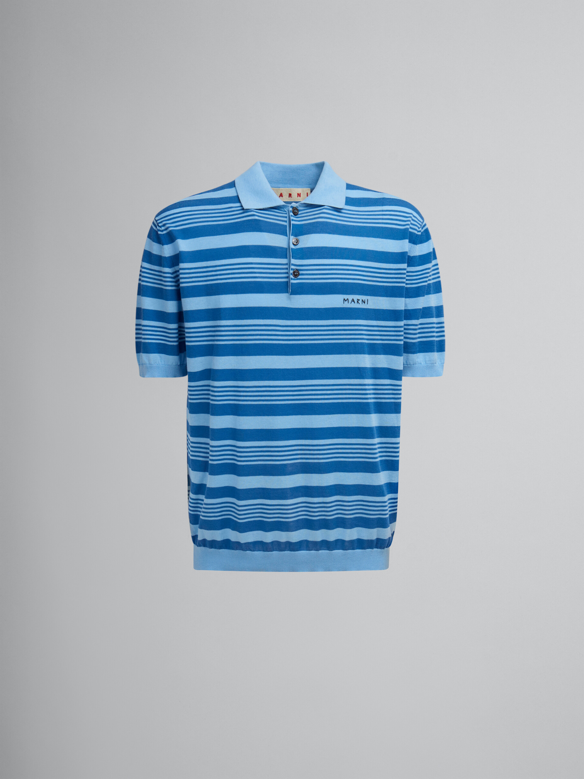 Polo in cotone a righe blu con rammendo Marni - Camicie - Image 1