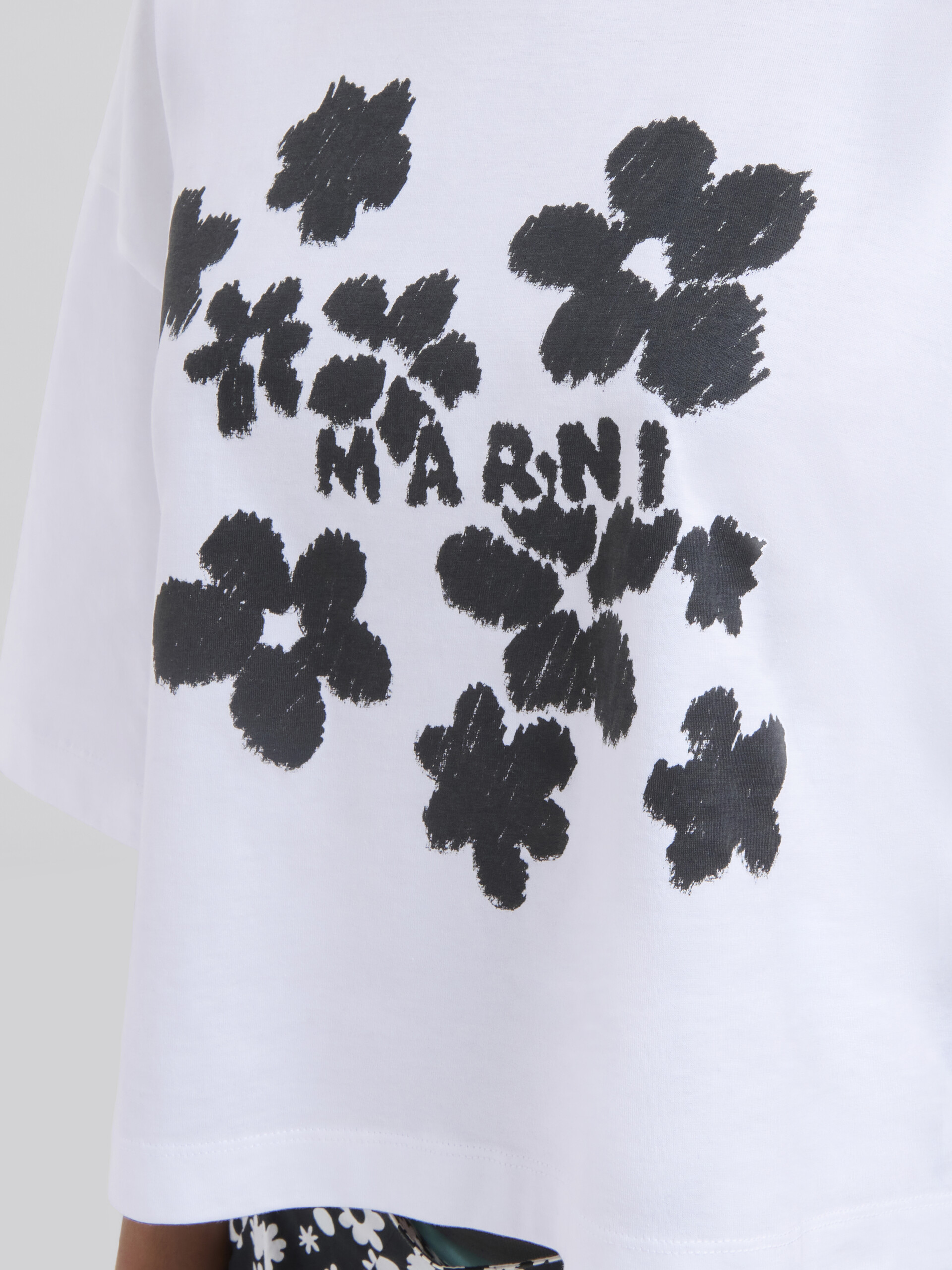 T-shirt boxy in jersey di cotone bianco con stampa - T-shirt - Image 4