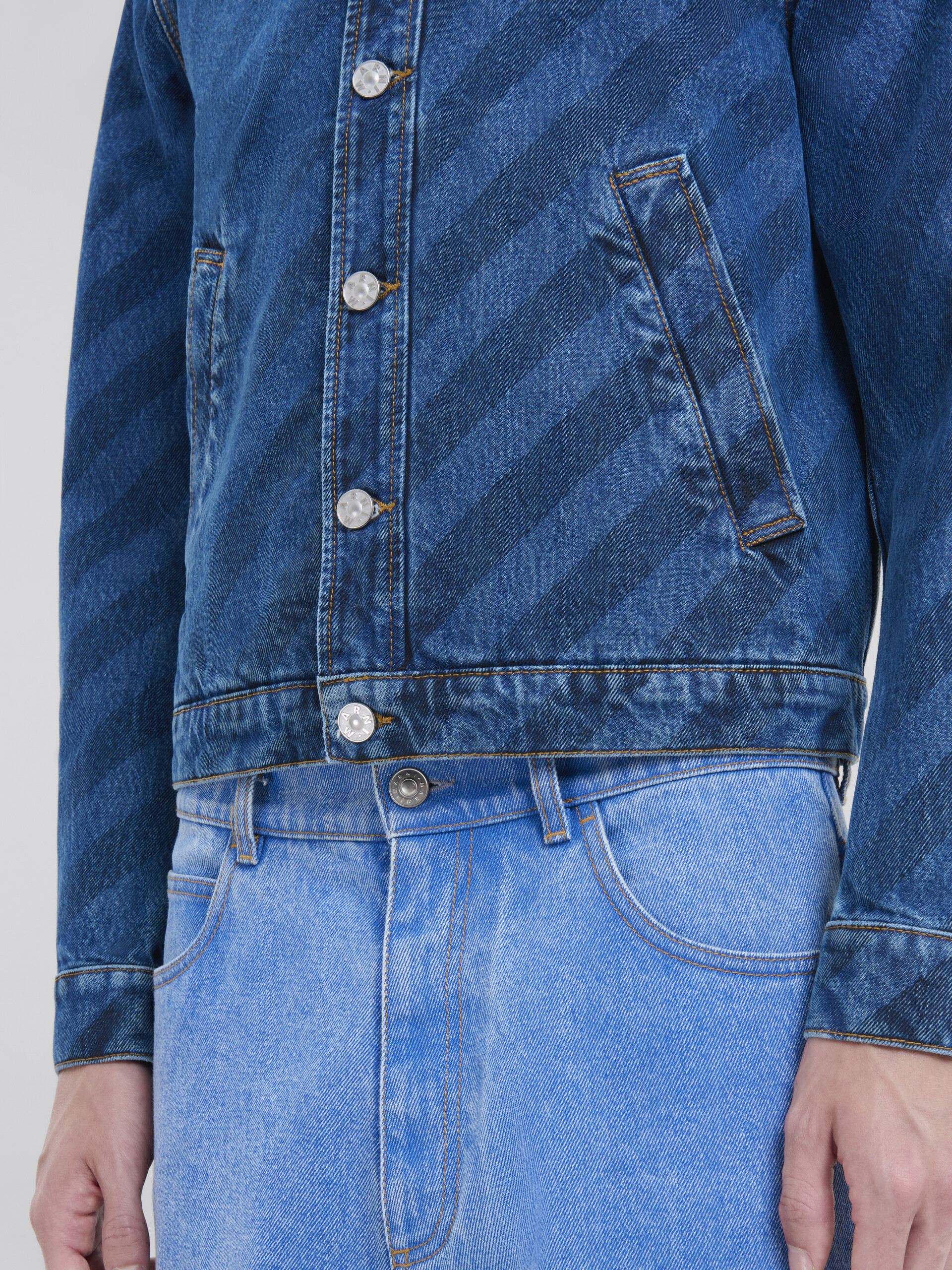 Giacca in denim blu a righe - Giacche - Image 5