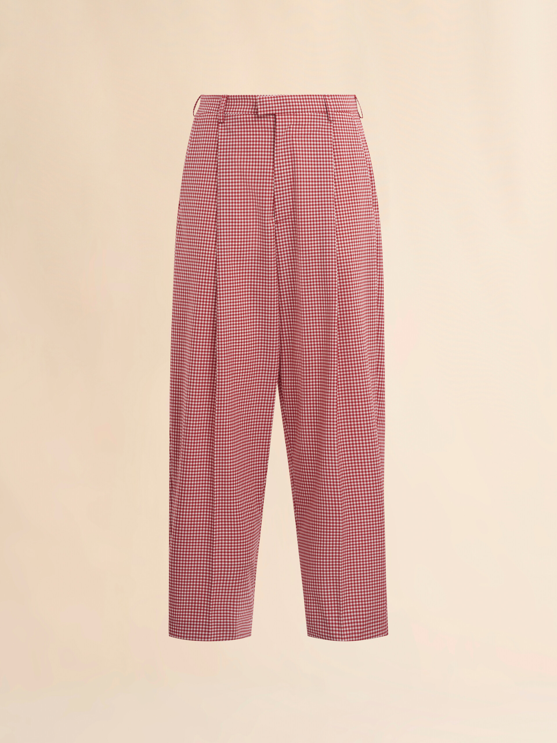 Pantaloni in mista lana a quadretti bianchi e rossi - Pantaloni - Image 1