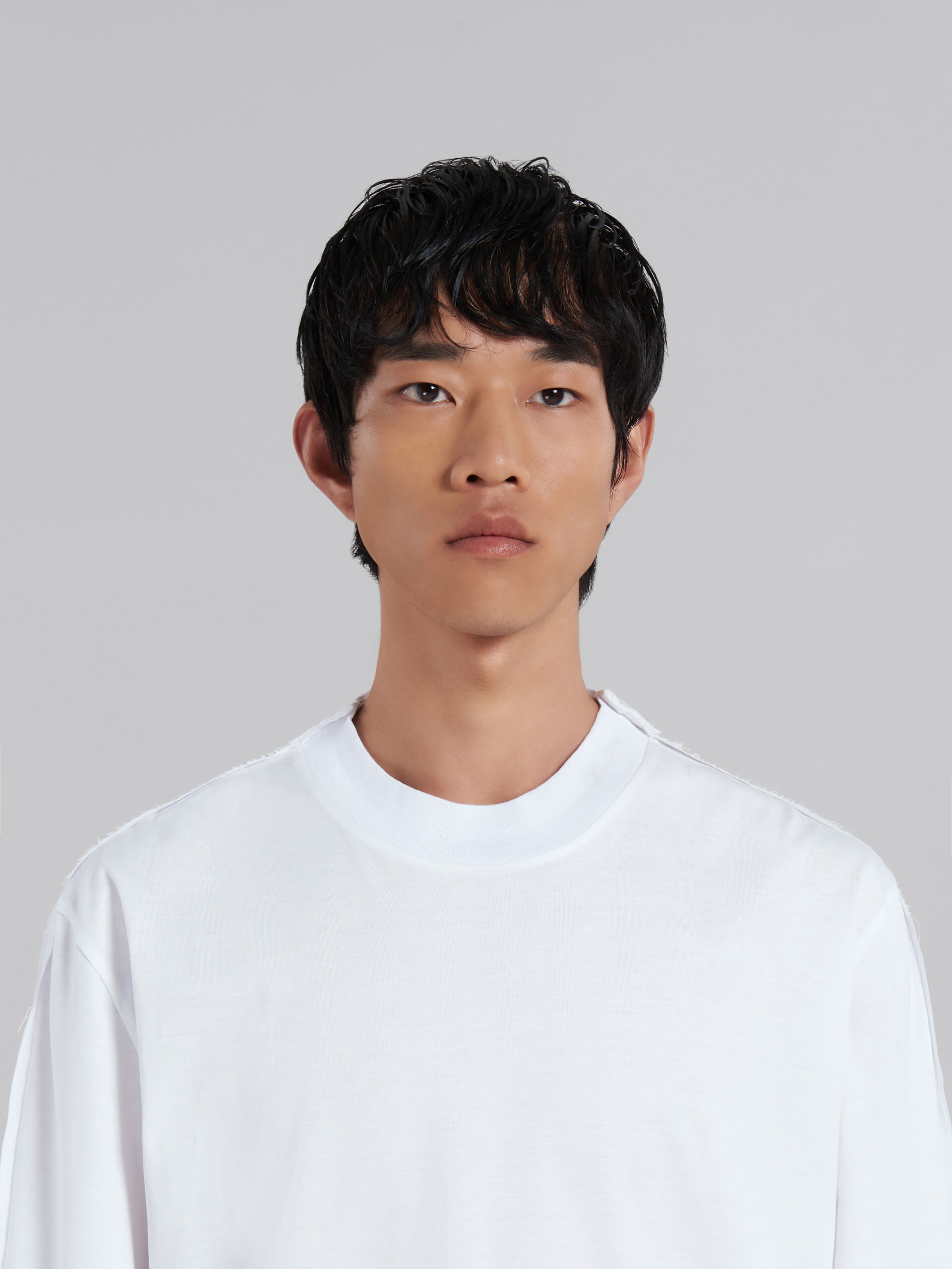 White organic cotton long-sleeved T-shirt with back yoke - Shirts - Image 4