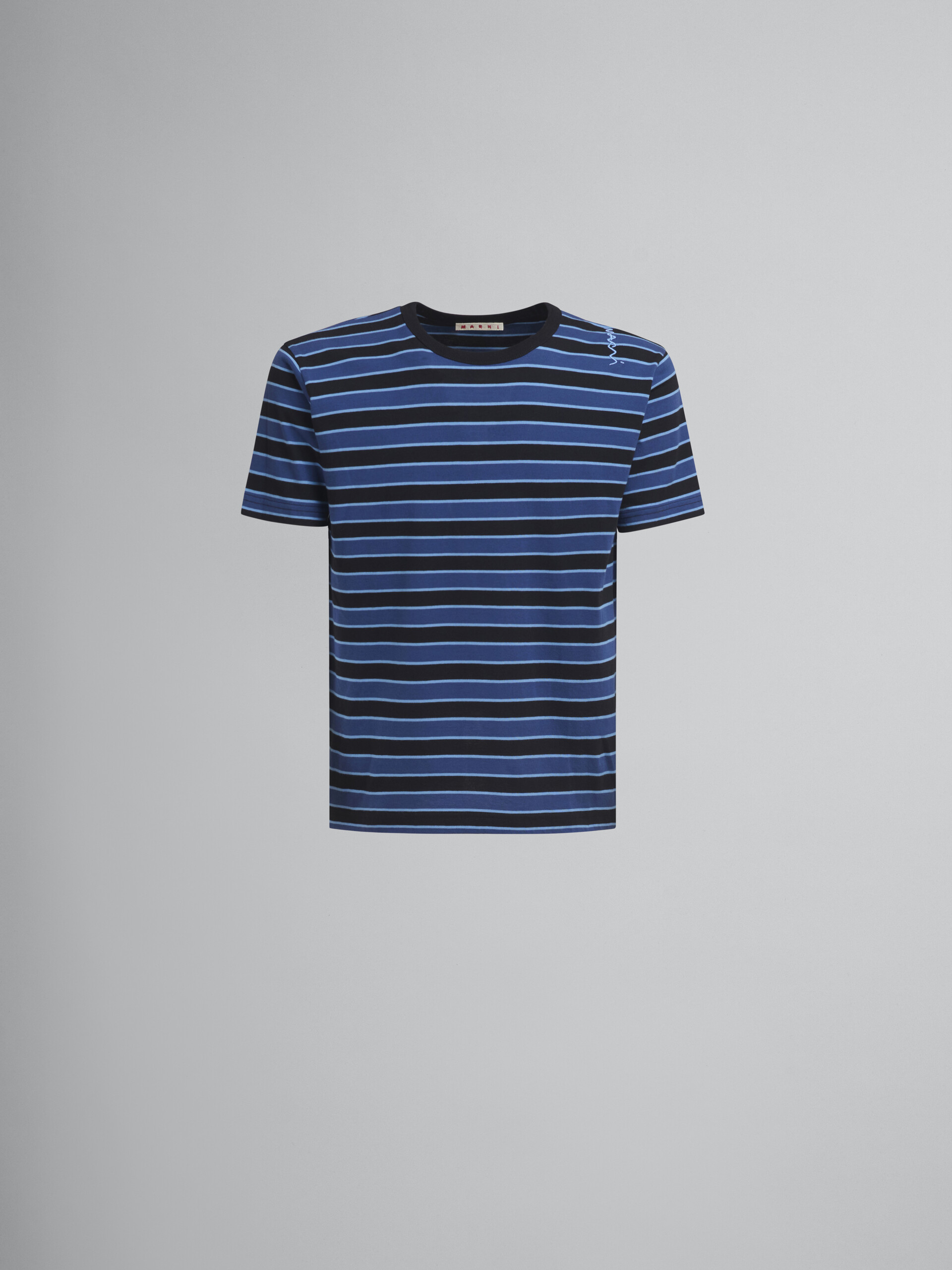 T-shirt boxy in jersey a righe blu - Camicie - Image 1