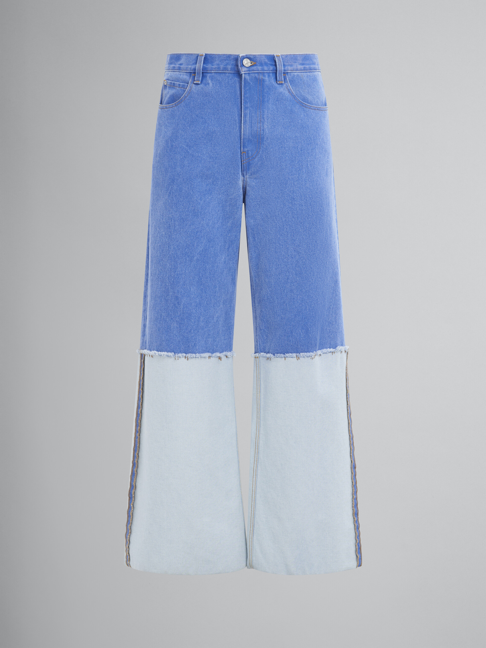 Jeans ampio in denim blu con risvolto alto - Pantaloni - Image 1