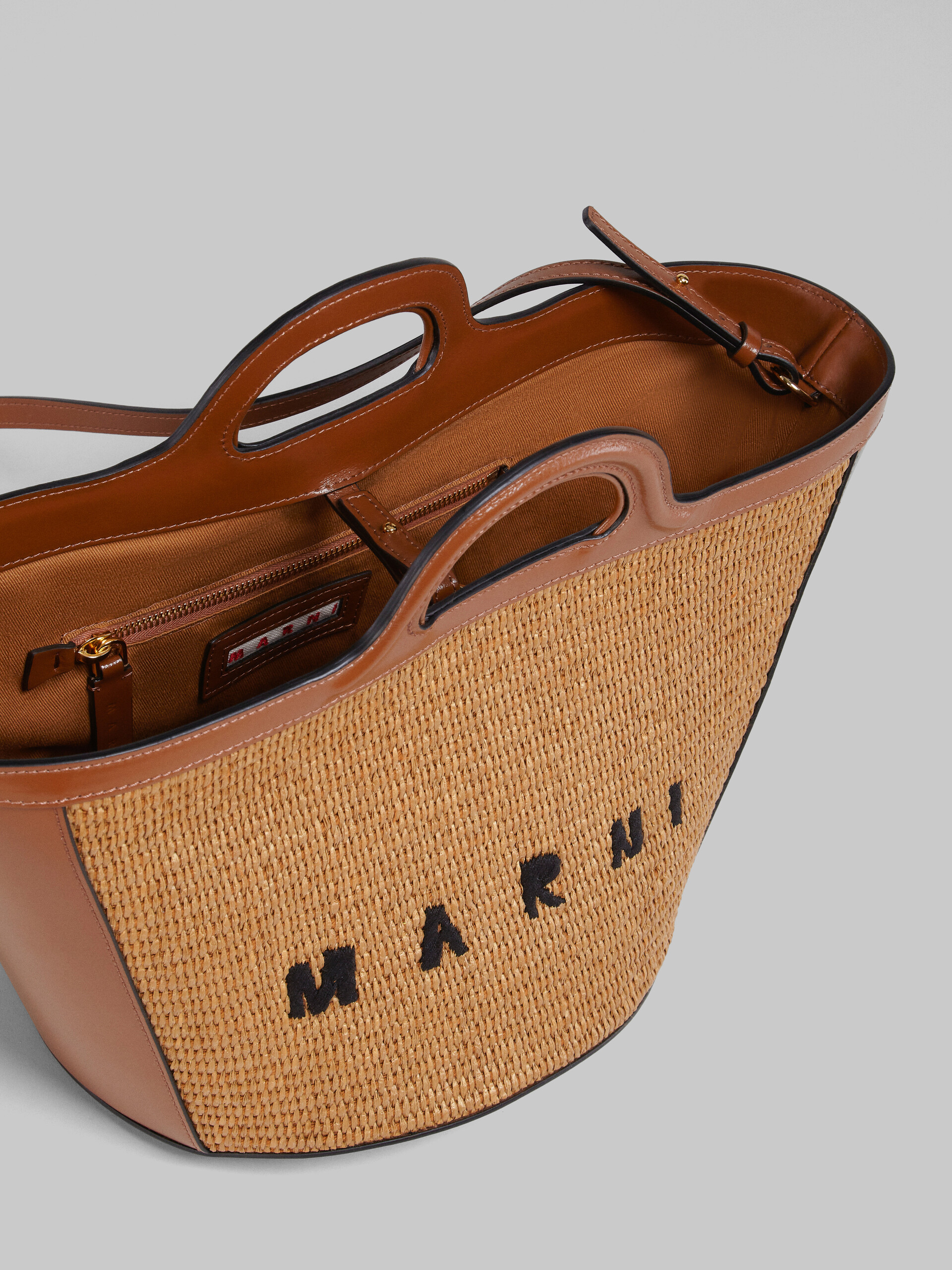 Tropicalia Small Bag in brown leather and raffia | Marni