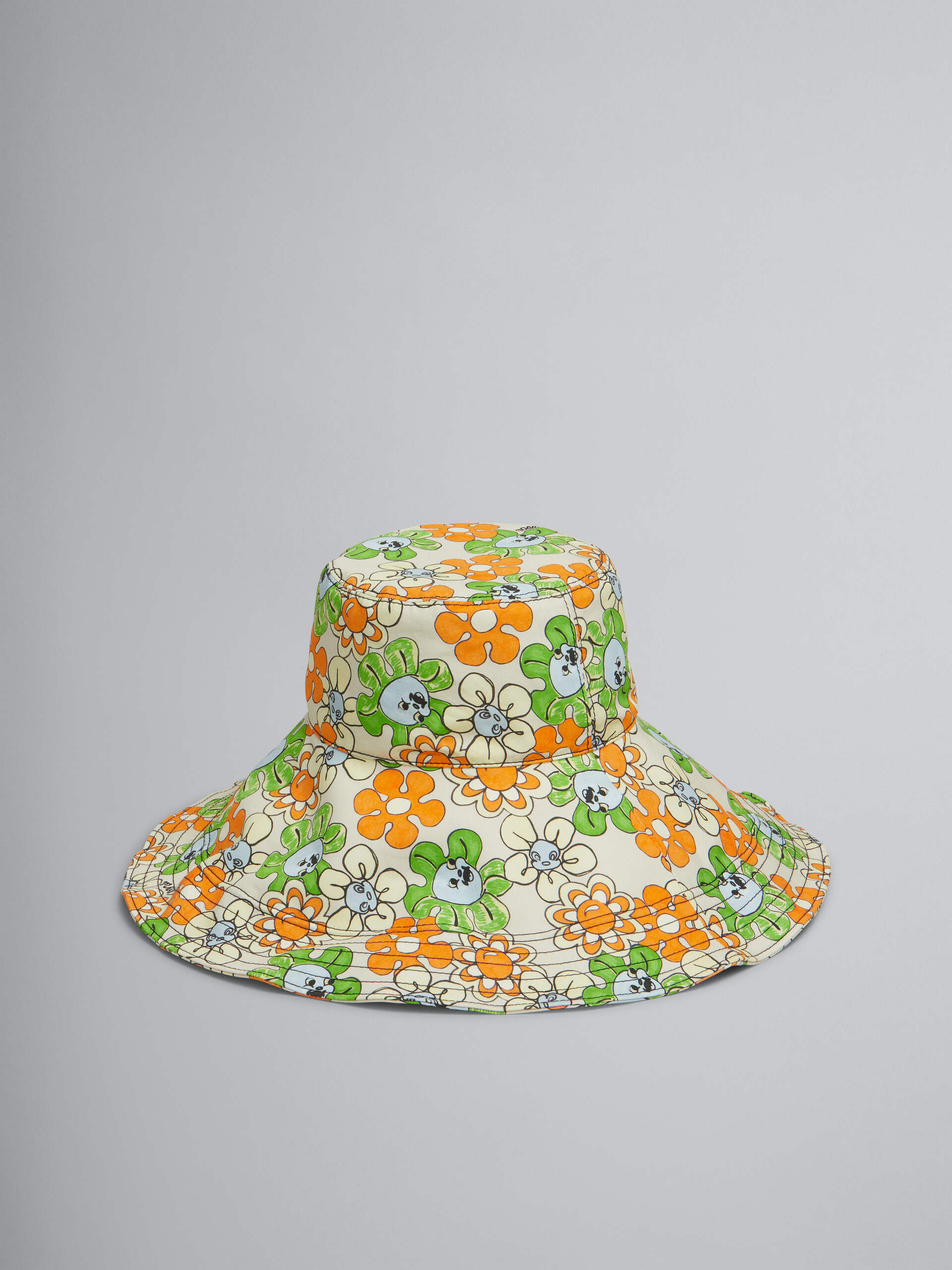 Cappello in cotone biologico stampato arancione e verde - Cappelli - Image 1