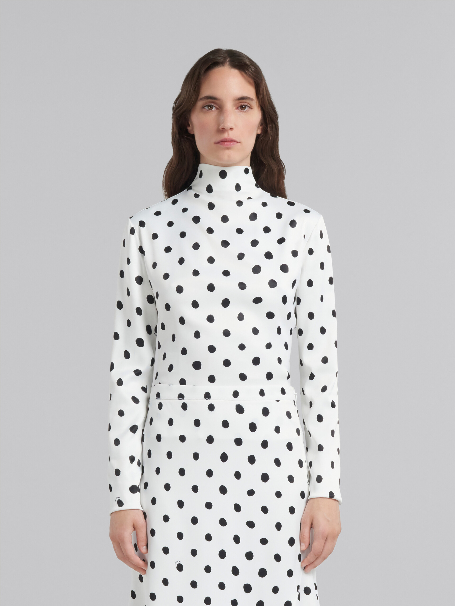 Polka dot high hot sale neck top