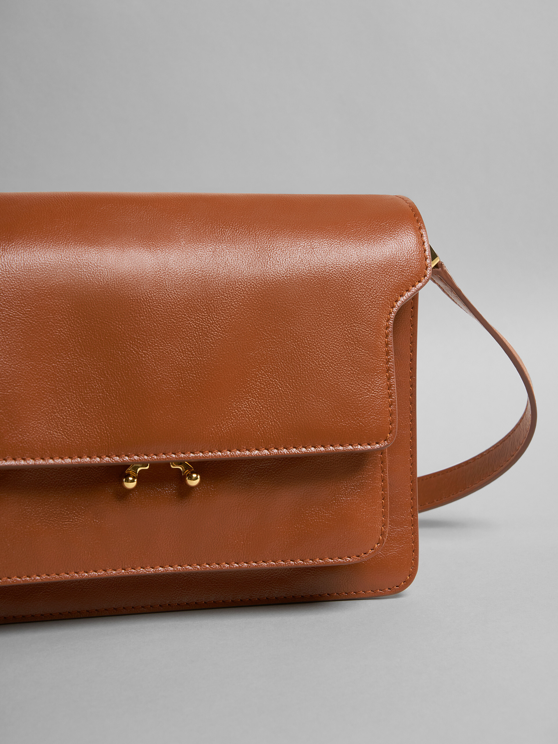Marni Mini Trunk Soft Leather Shoulder Bag In Plum
