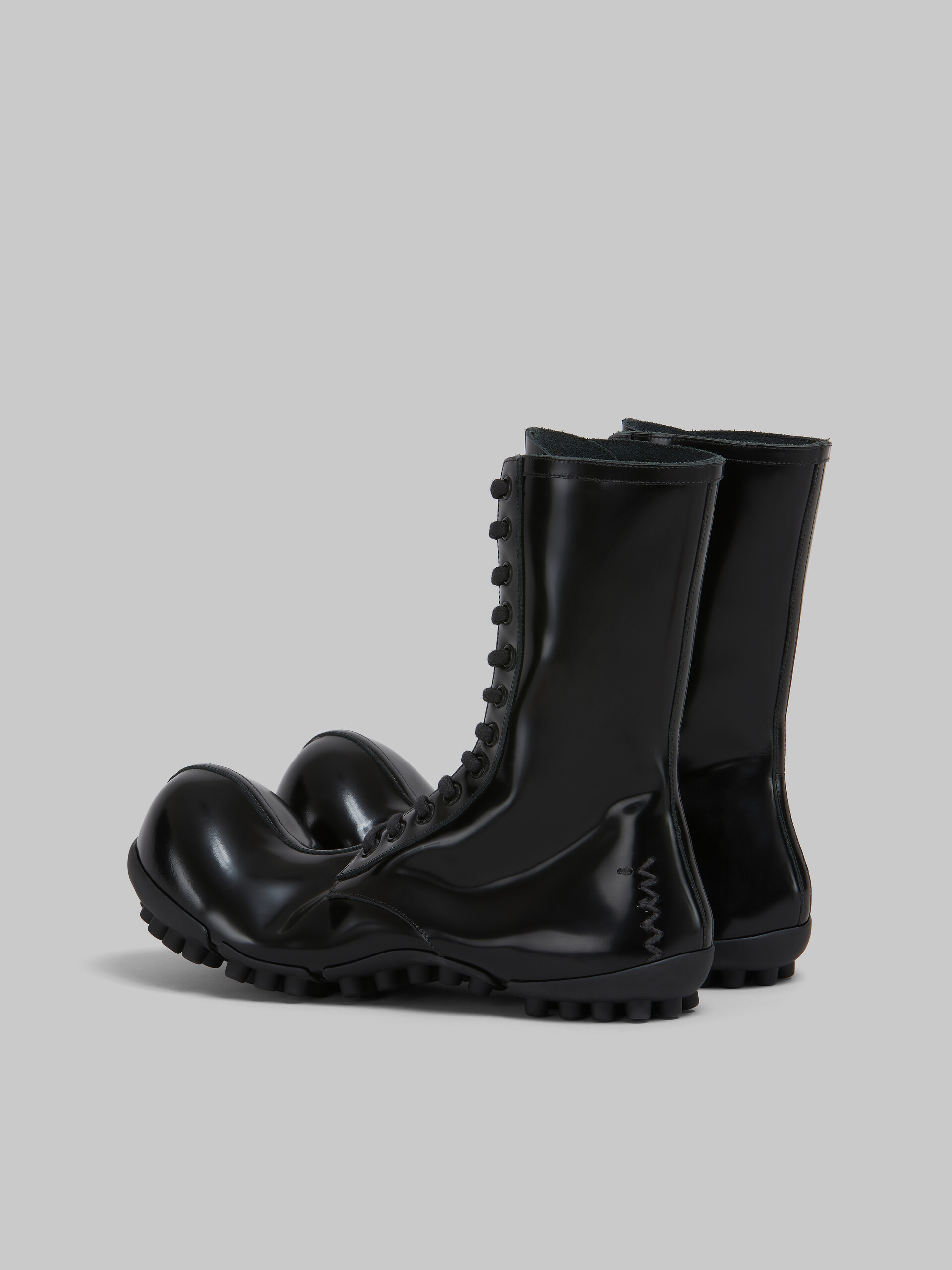 Marni Black Patent Leather Wave Boot Boots Woman Size 38