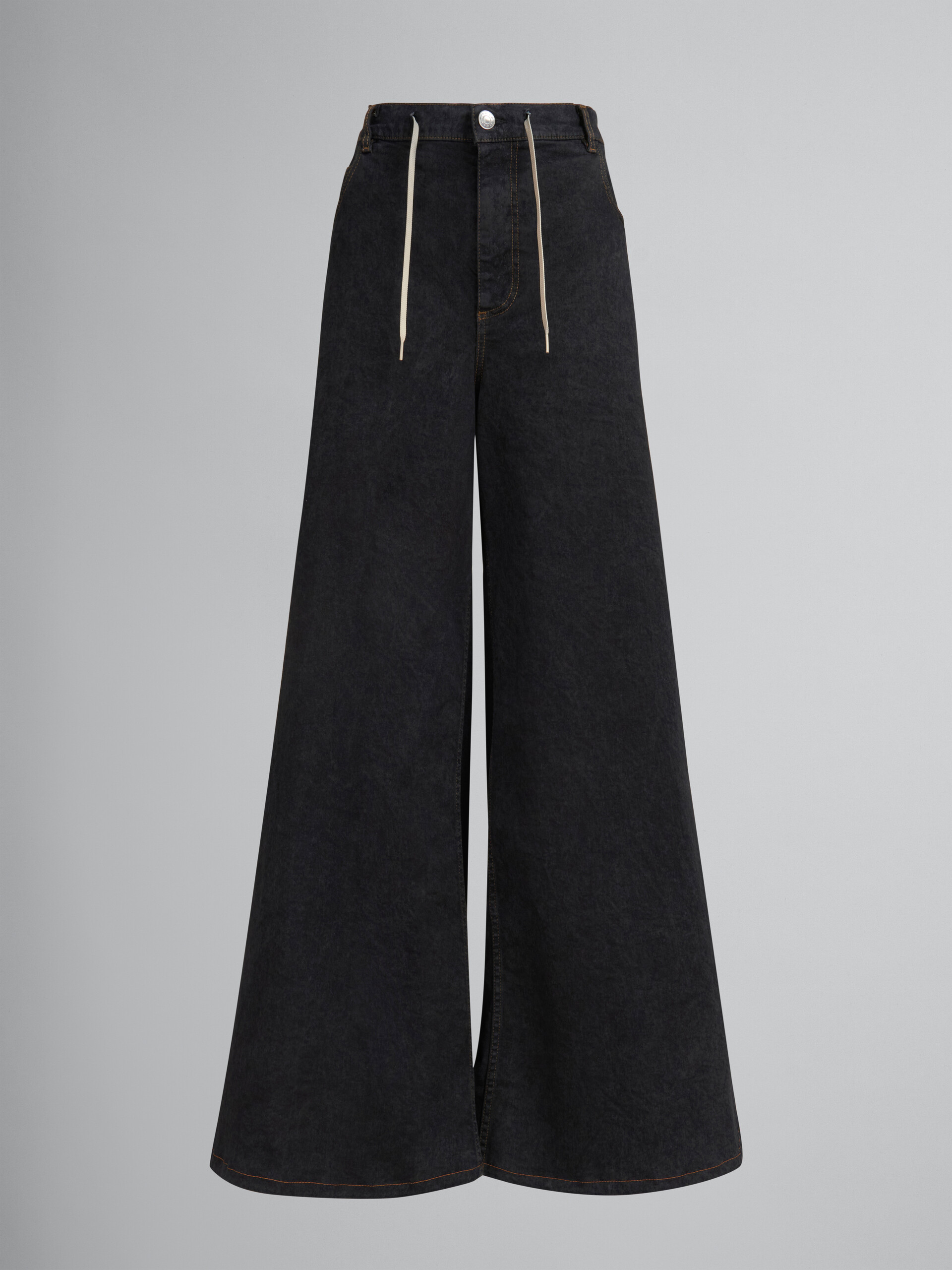 Jeans a gamba larga in denim effetto marmorizzato nero - Pantaloni - Image 1