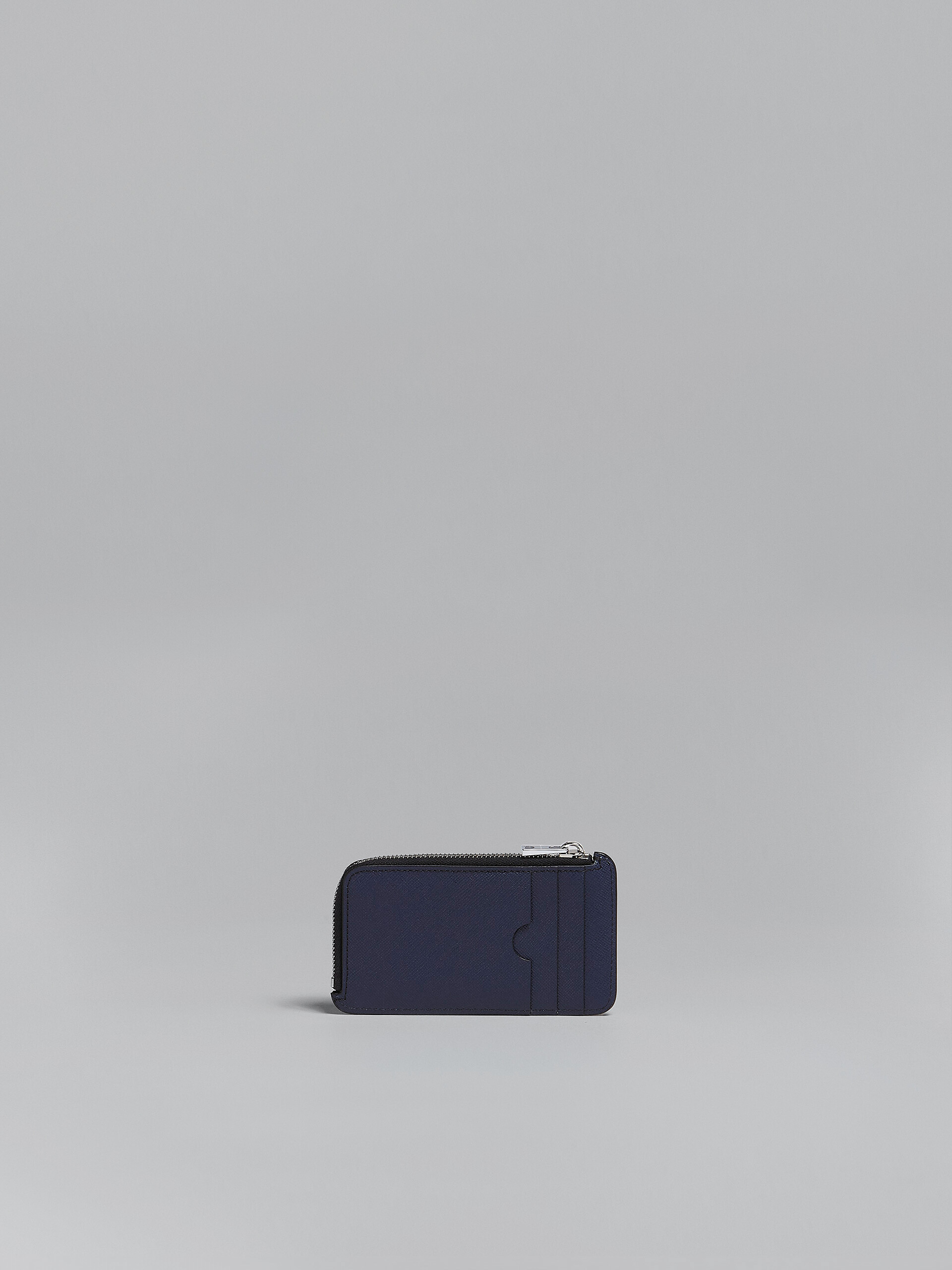Blue Leather Zip Wallet with card holder