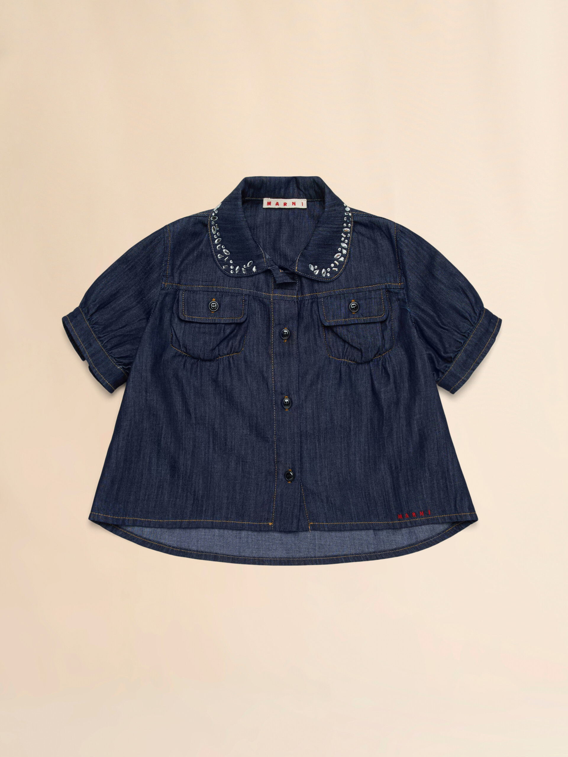 Camicia in denim scuro con rhinestones - Camicie - Image 1