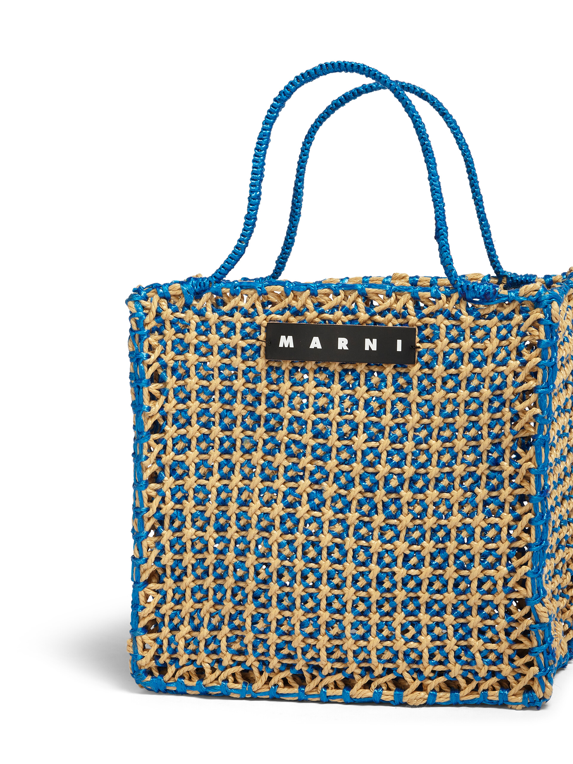 MARNI MARKET JURTA large bag in pale blue and beige crochet