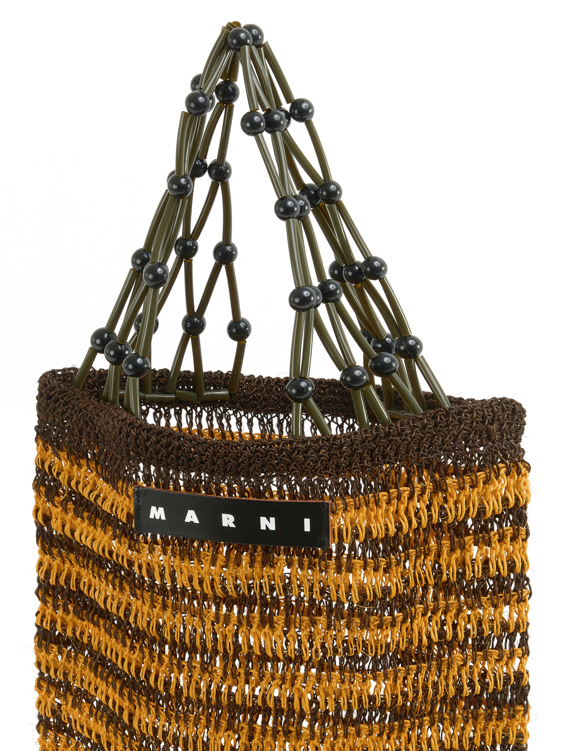 Brown MARNI MARKET FIQUE natural fibre net shopper - Shopping Bags - Image 4