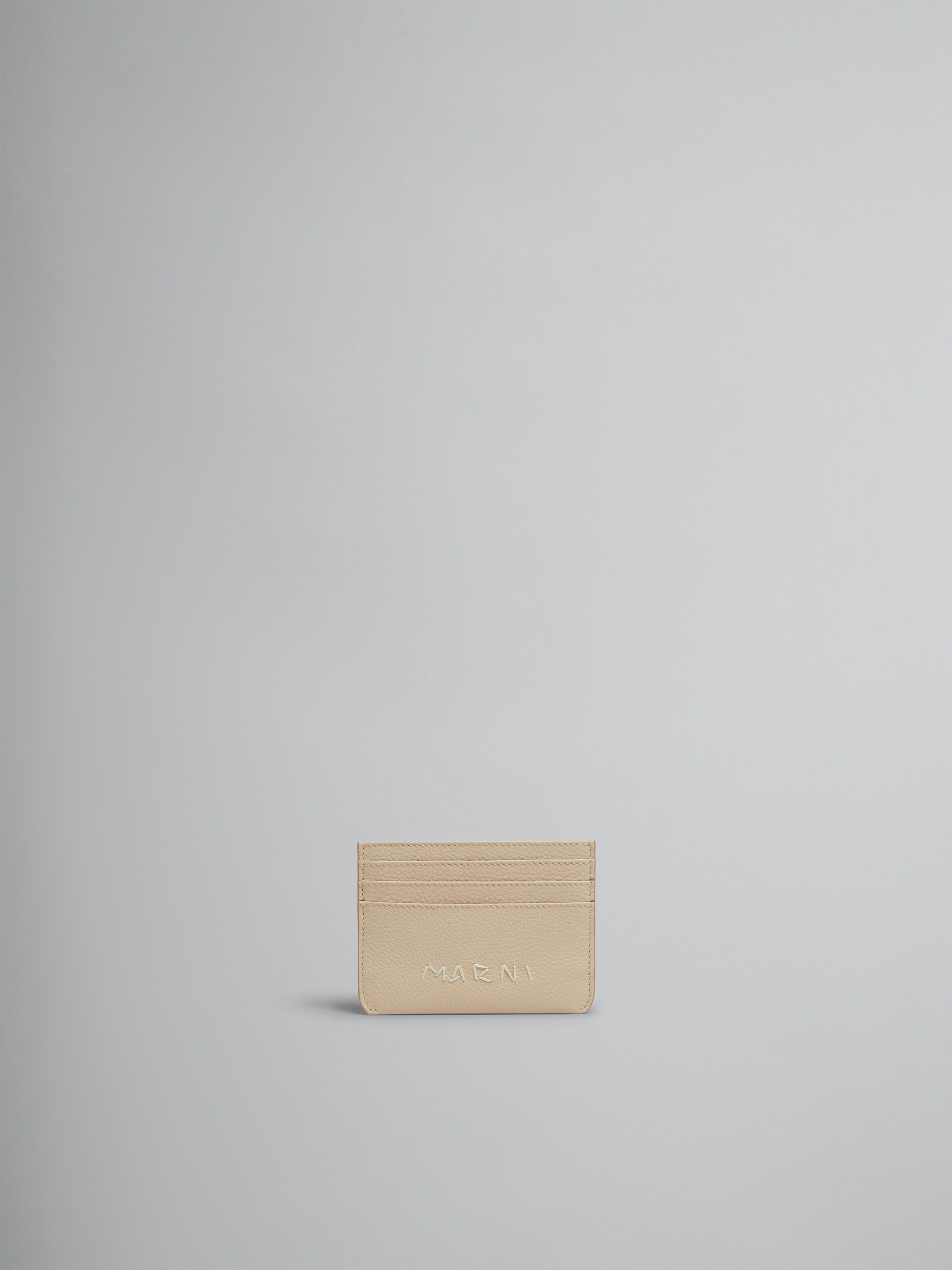 Beige leather cardholder with Marni mending - Wallets - Image 1